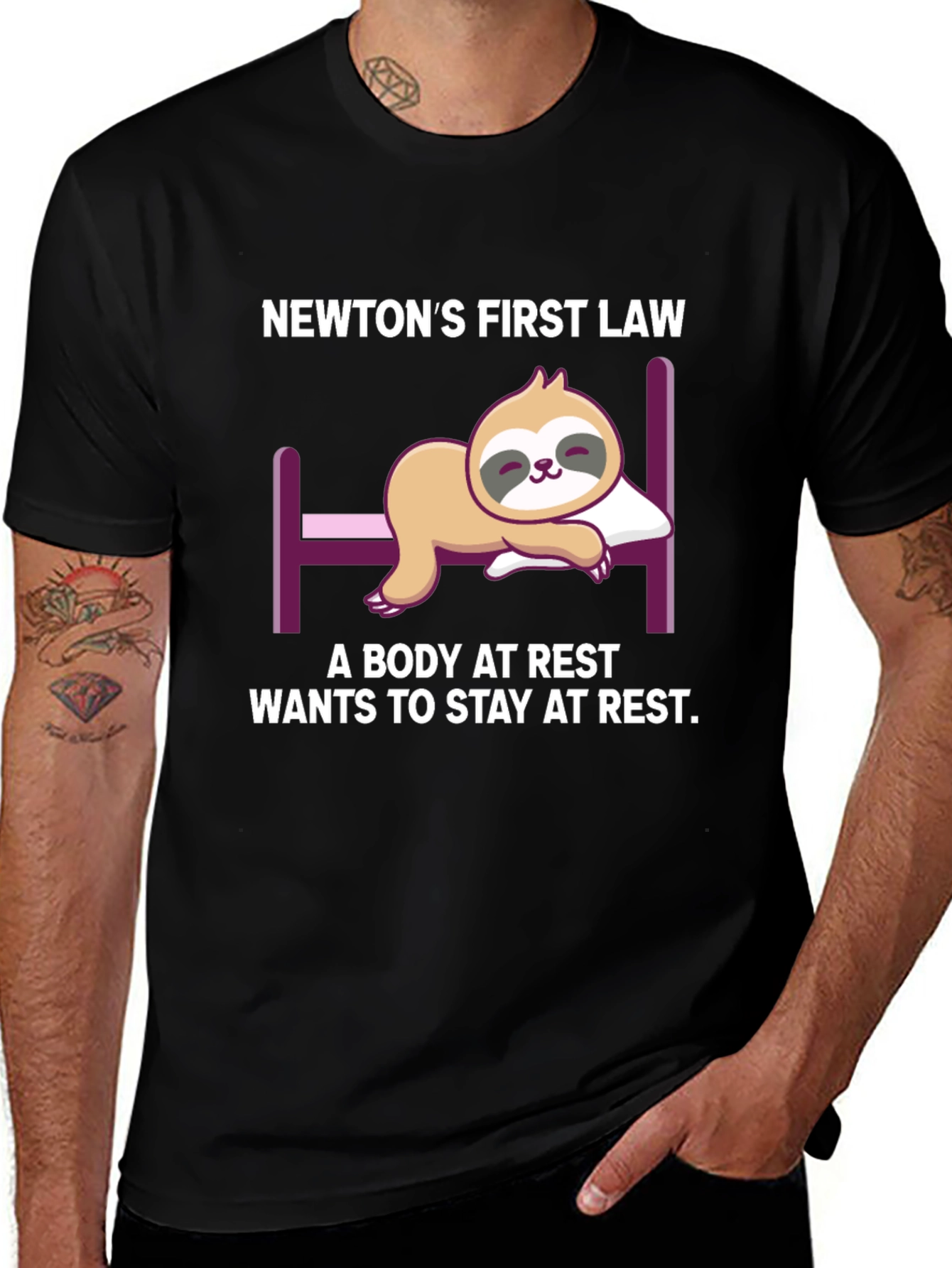 Newtons First Law Sloth T-Shirt: Restful Physics