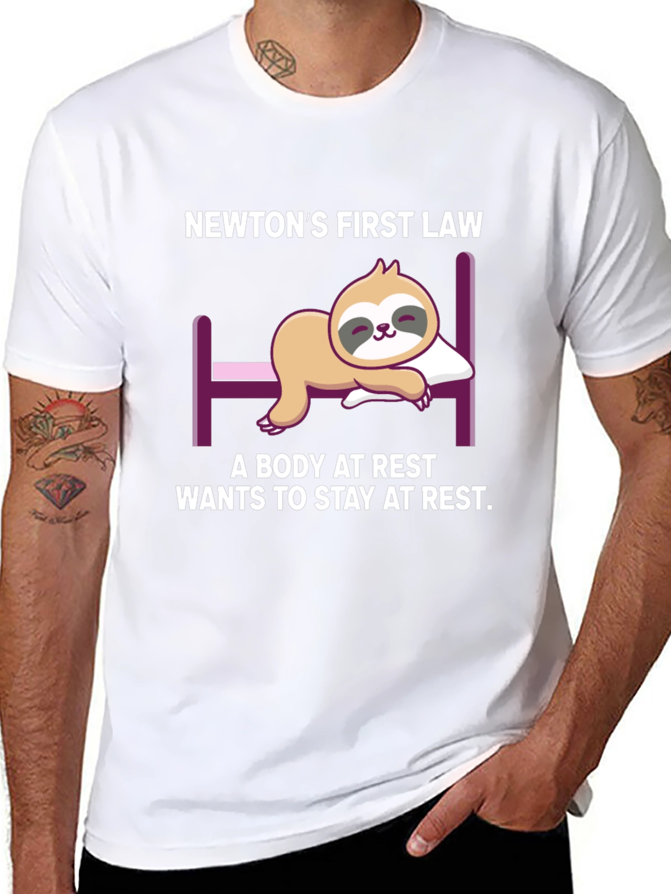 Newtons First Law Sloth T-Shirt: Restful Physics