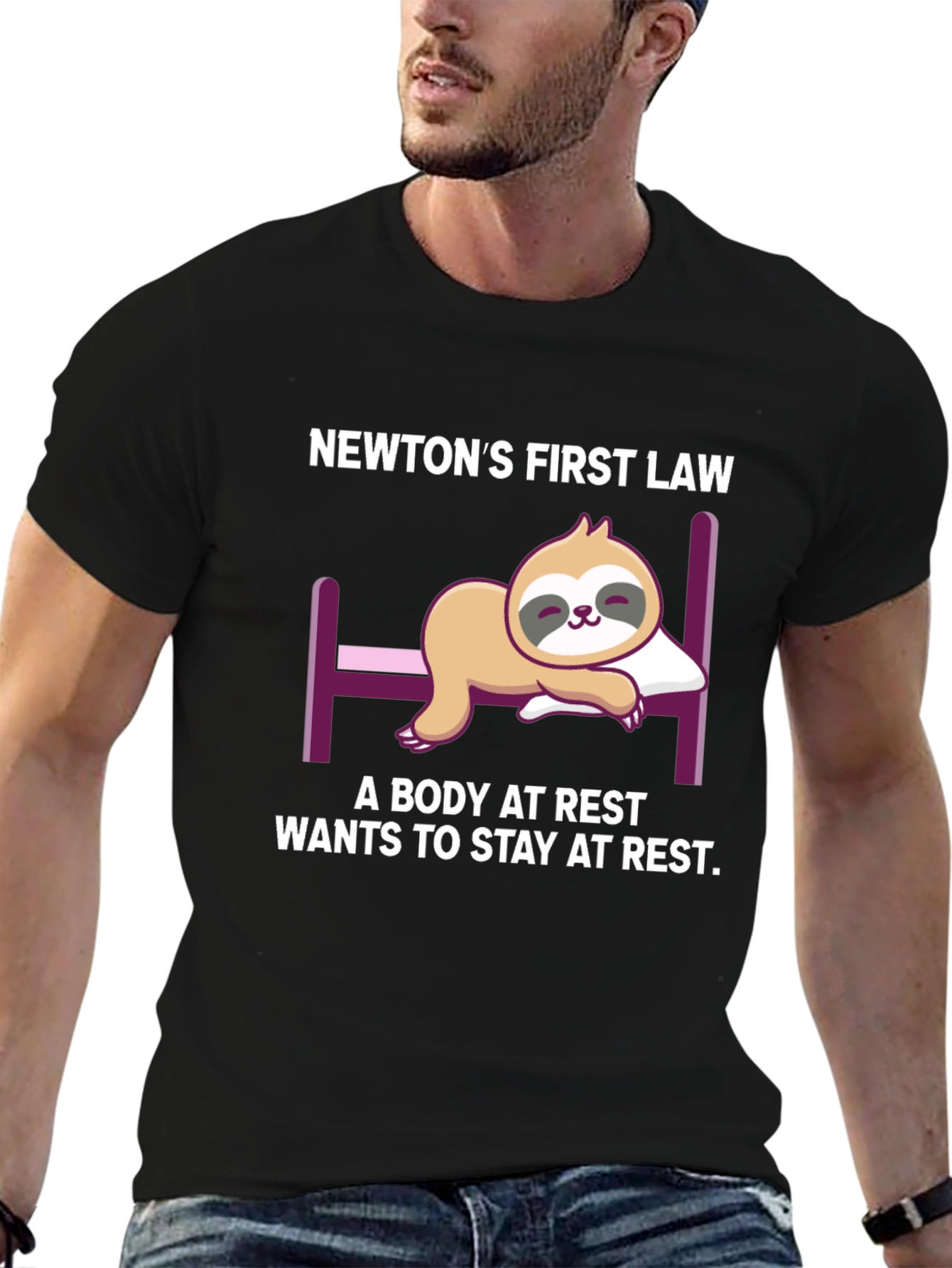 Newtons First Law Sloth T-Shirt: Restful Physics