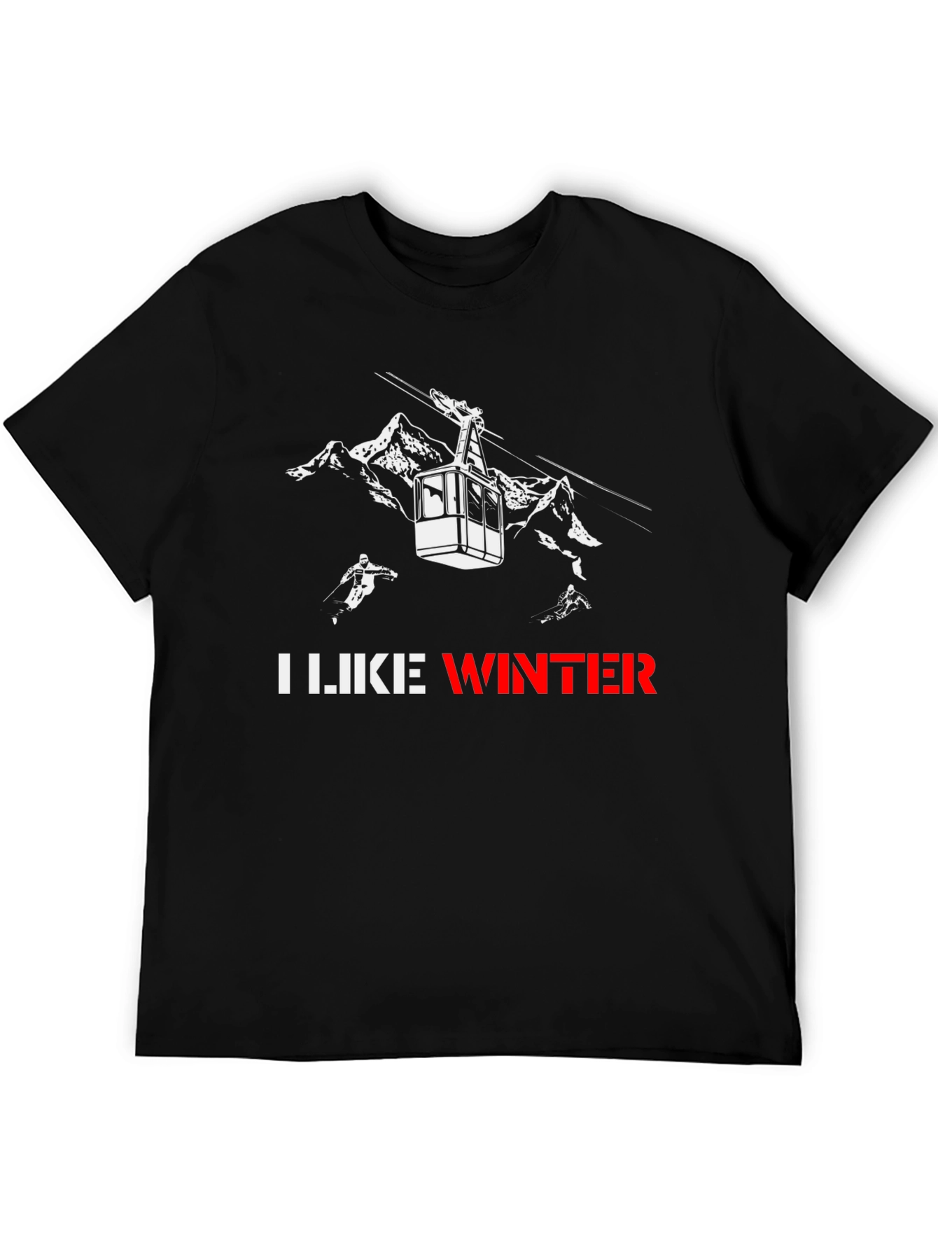 I Like Winter Graphic Tee - Black Cotton Blend