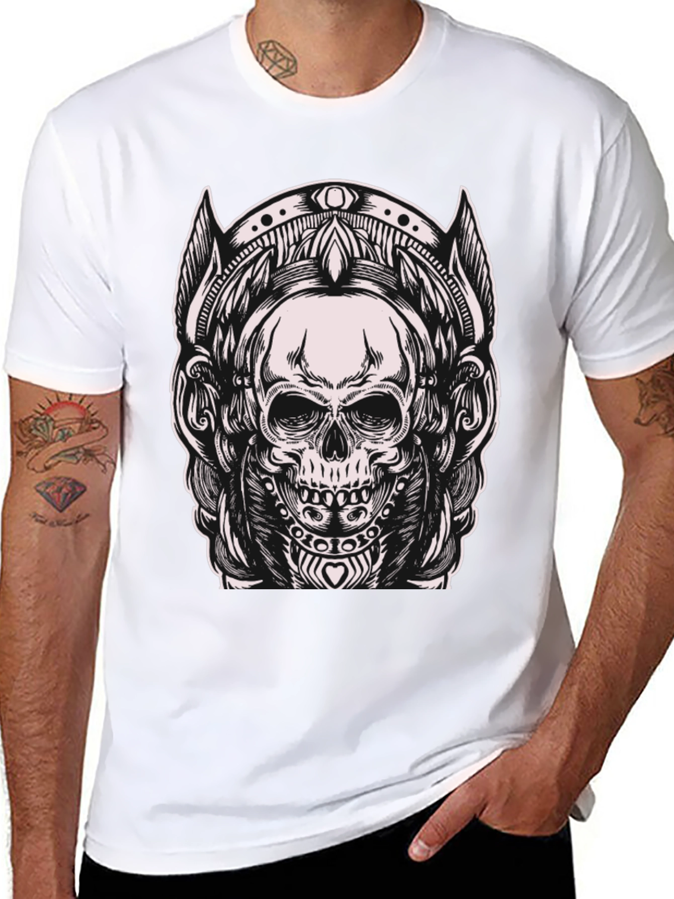 Skull Graphic Tee - Black Cotton Blend T-Shirt