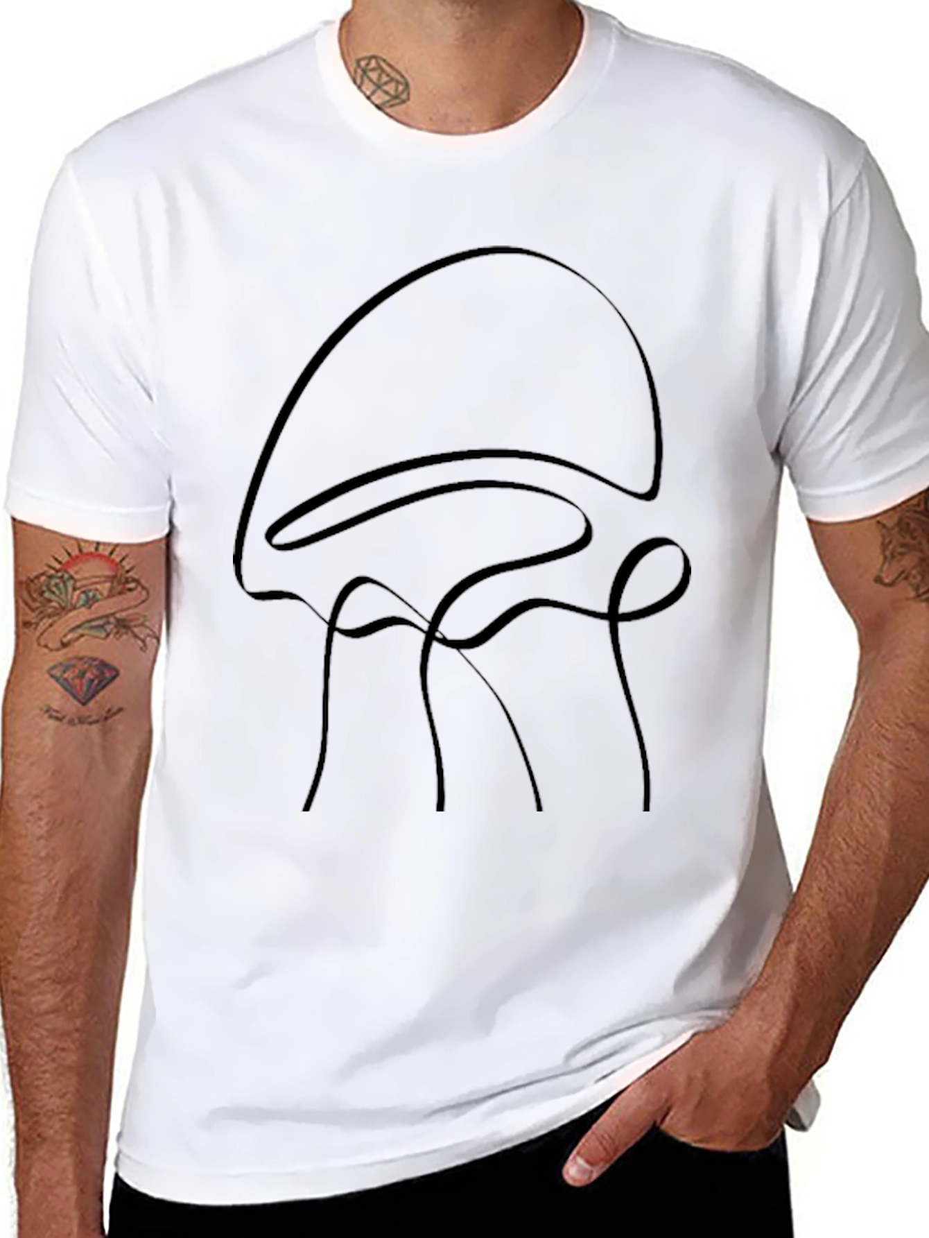Minimalist Jellyfish Graphic Black T-Shirt