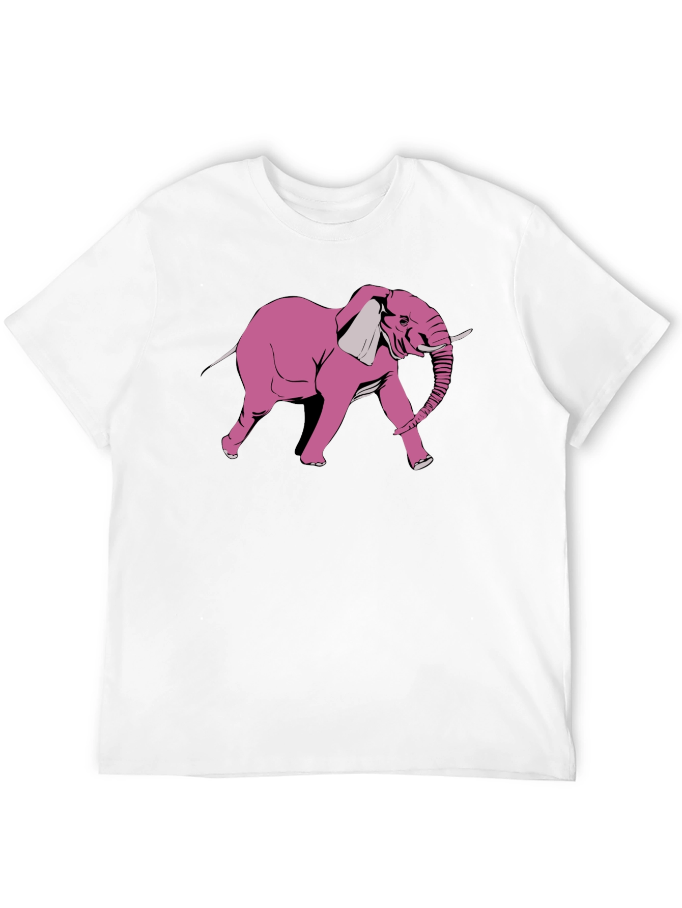 Pink Elephant Graphic Print Black T-Shirt