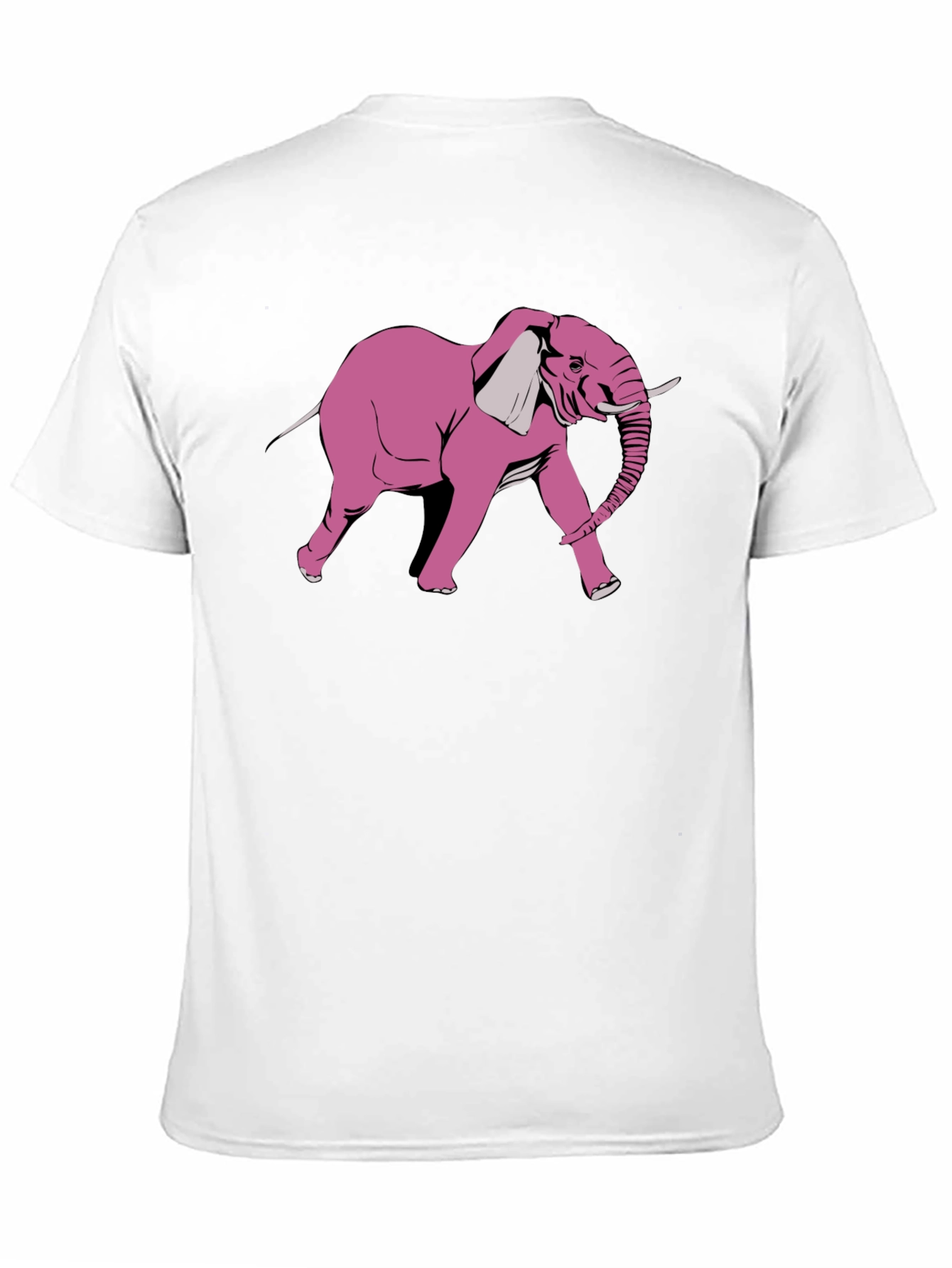 Pink Elephant Graphic Print Black T-Shirt