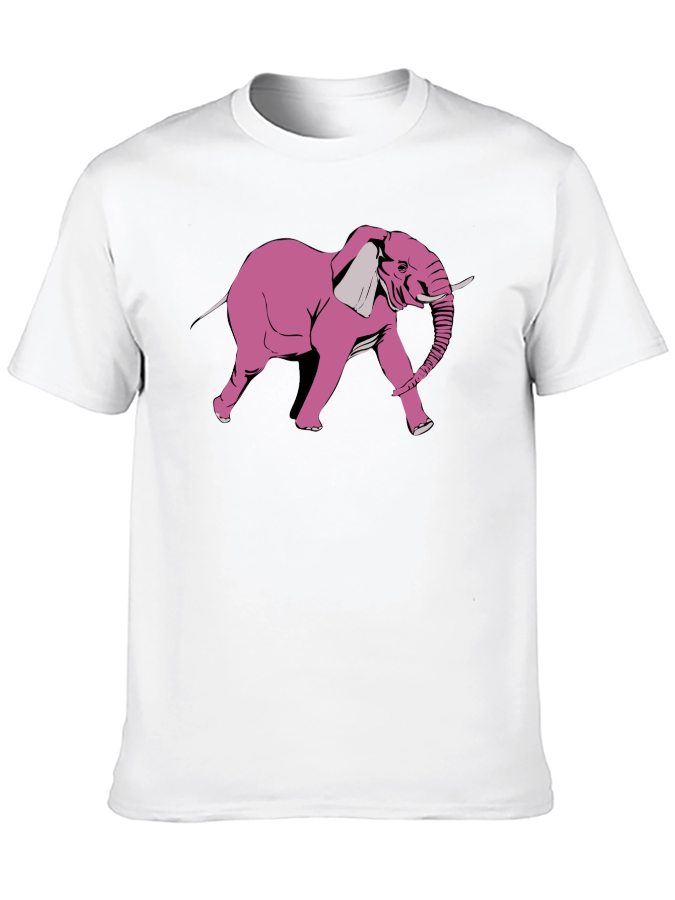Pink Elephant Graphic Print Black T-Shirt