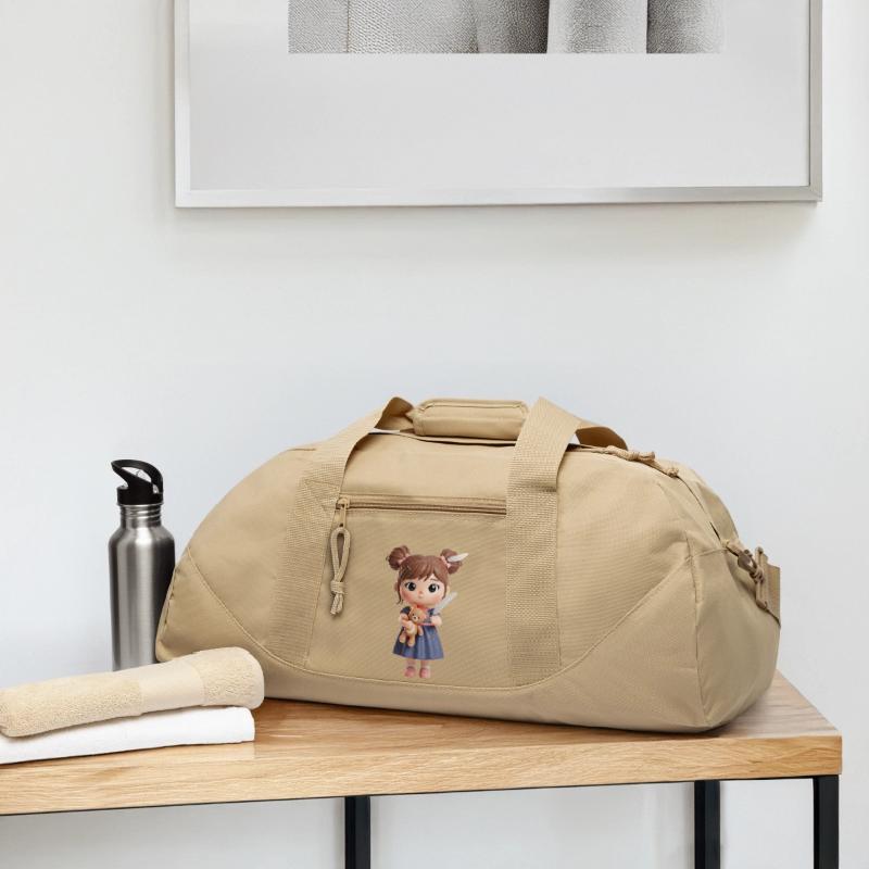 Whimsical Girl with Feather and Teddy Bear