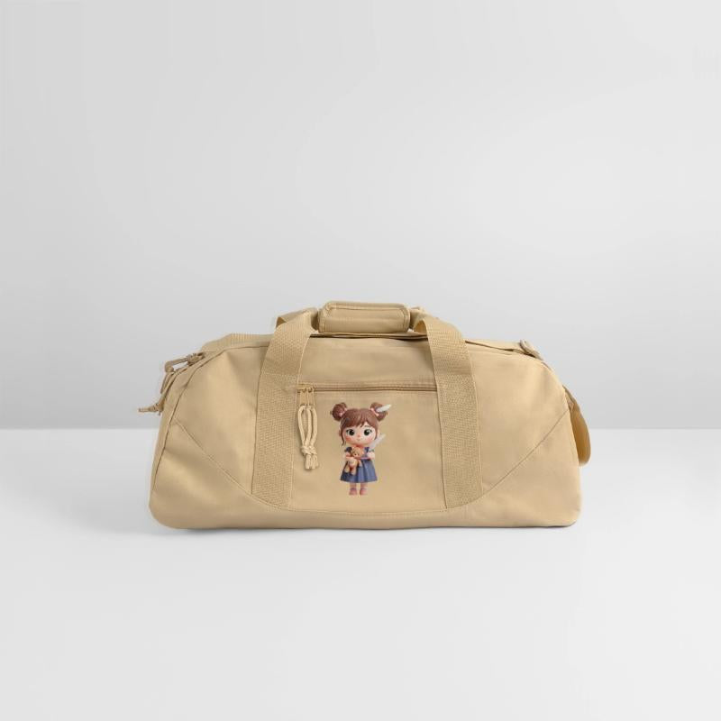 Whimsical Girl with Feather and Teddy Bear