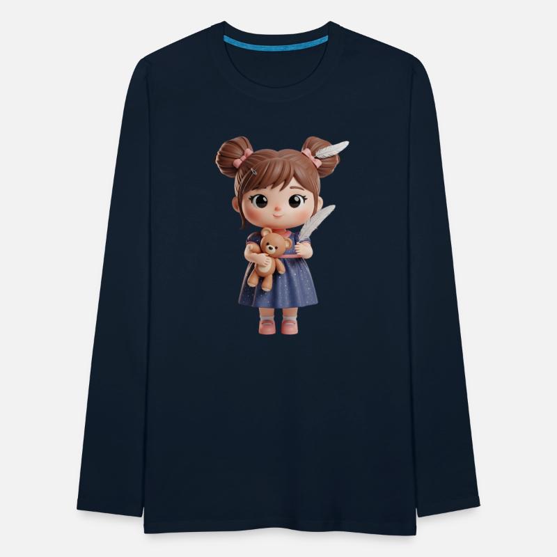 Whimsical Girl with Feather and Teddy Bear