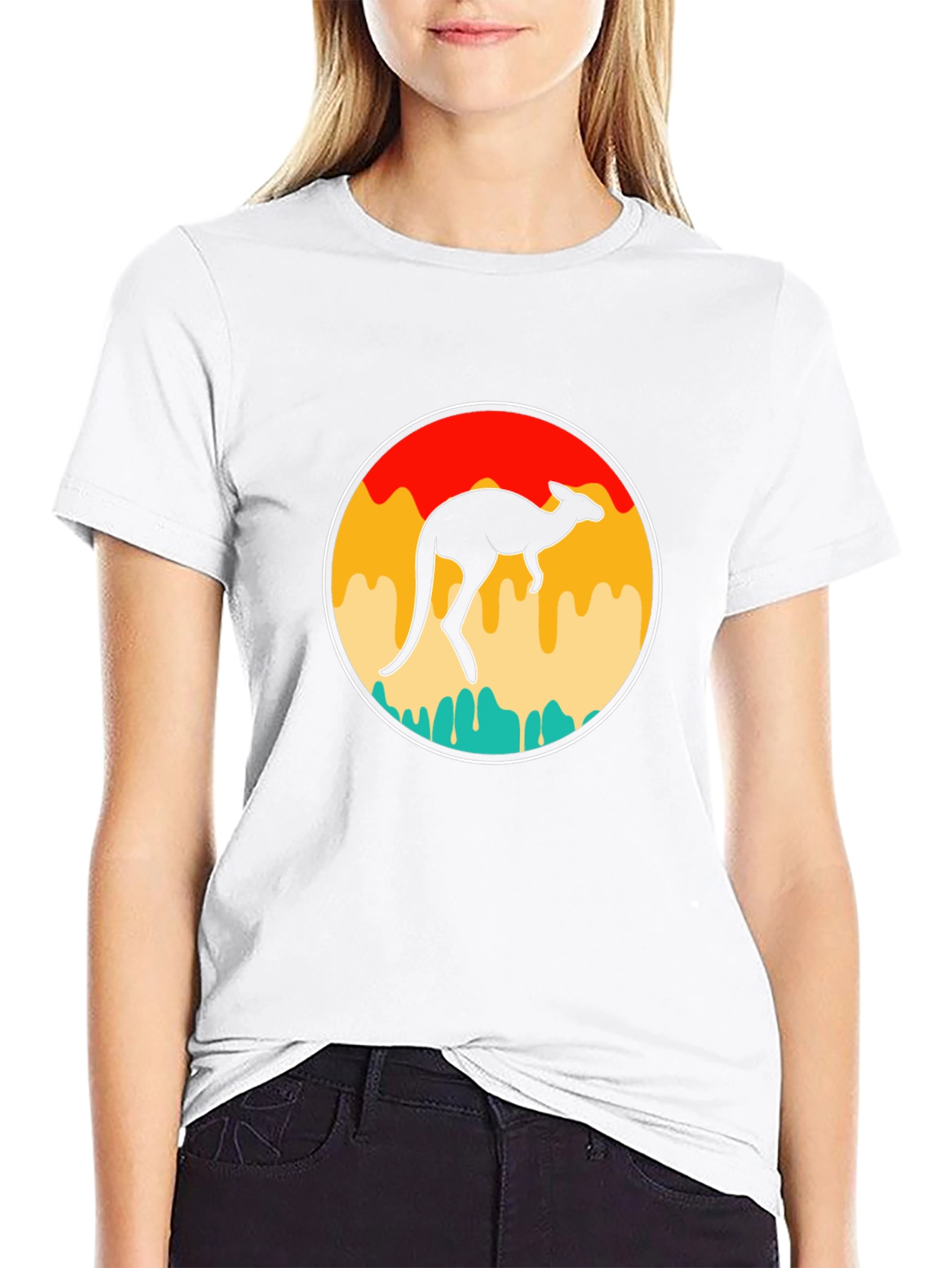 Retro Kangaroo Graphic Tee - Black T-Shirt