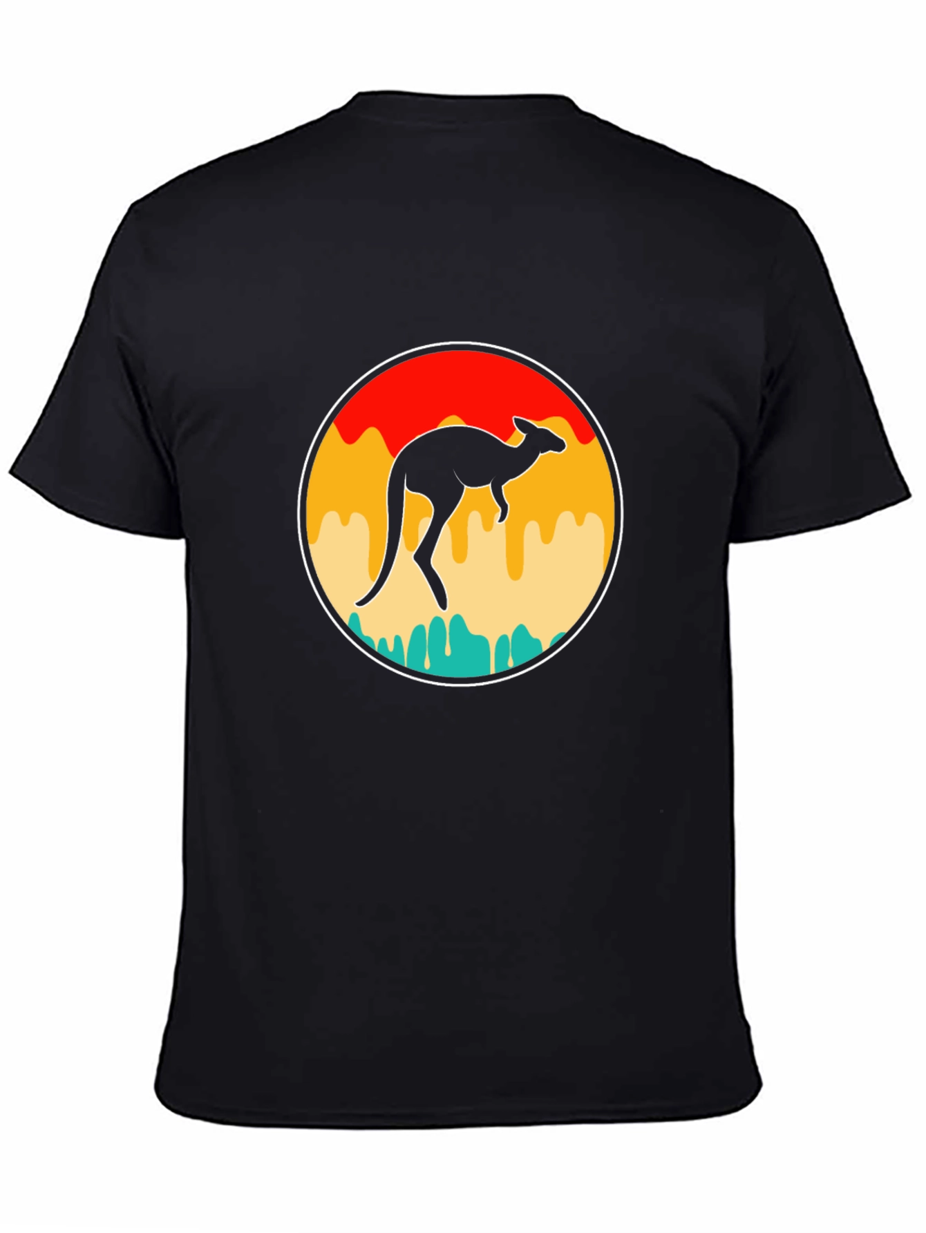 Retro Kangaroo Graphic Tee - Black T-Shirt