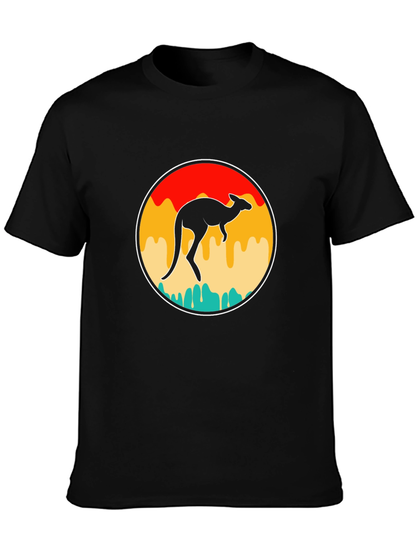 Retro Kangaroo Graphic Tee - Black T-Shirt