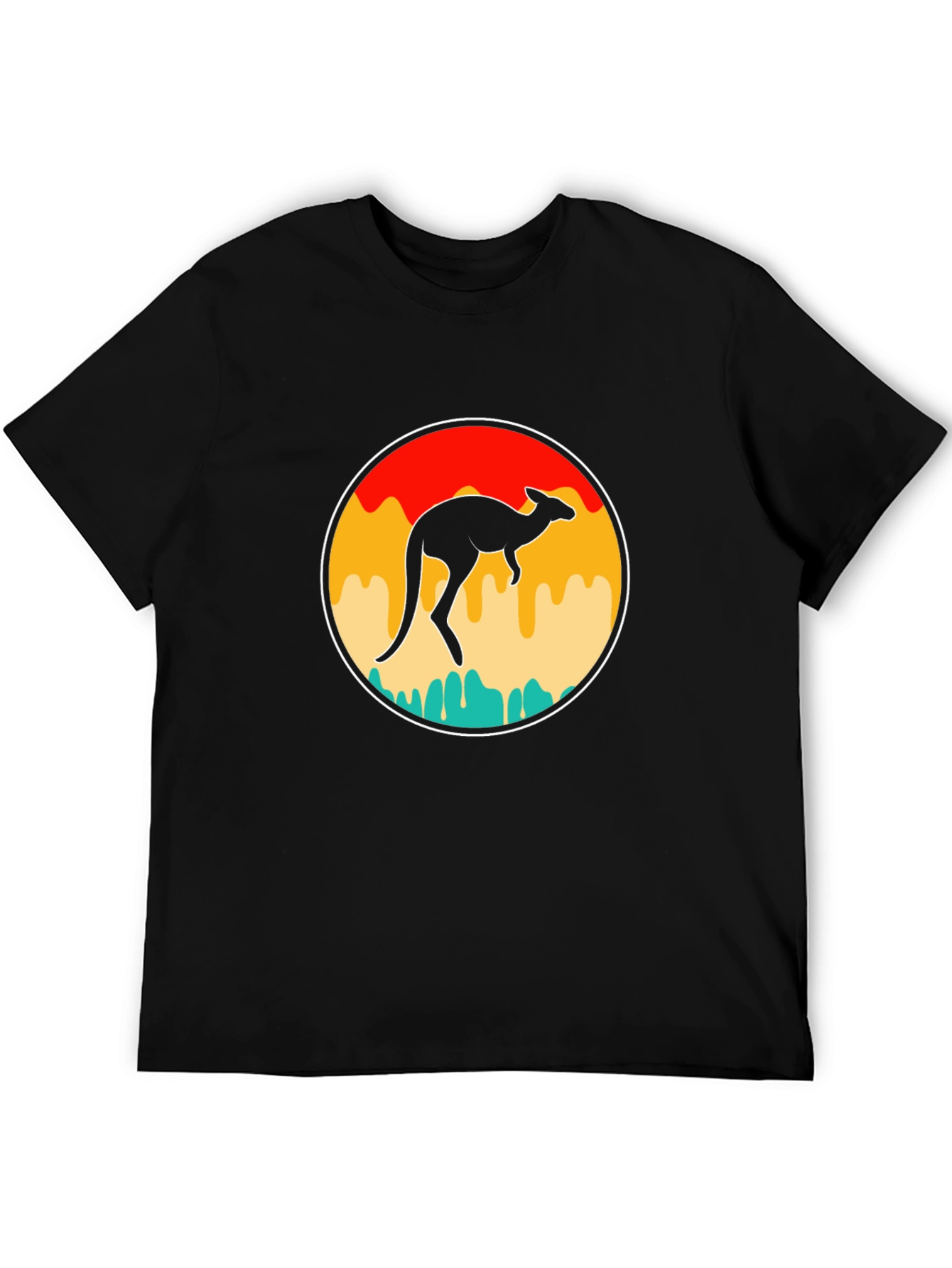 Retro Kangaroo Graphic Tee - Black T-Shirt