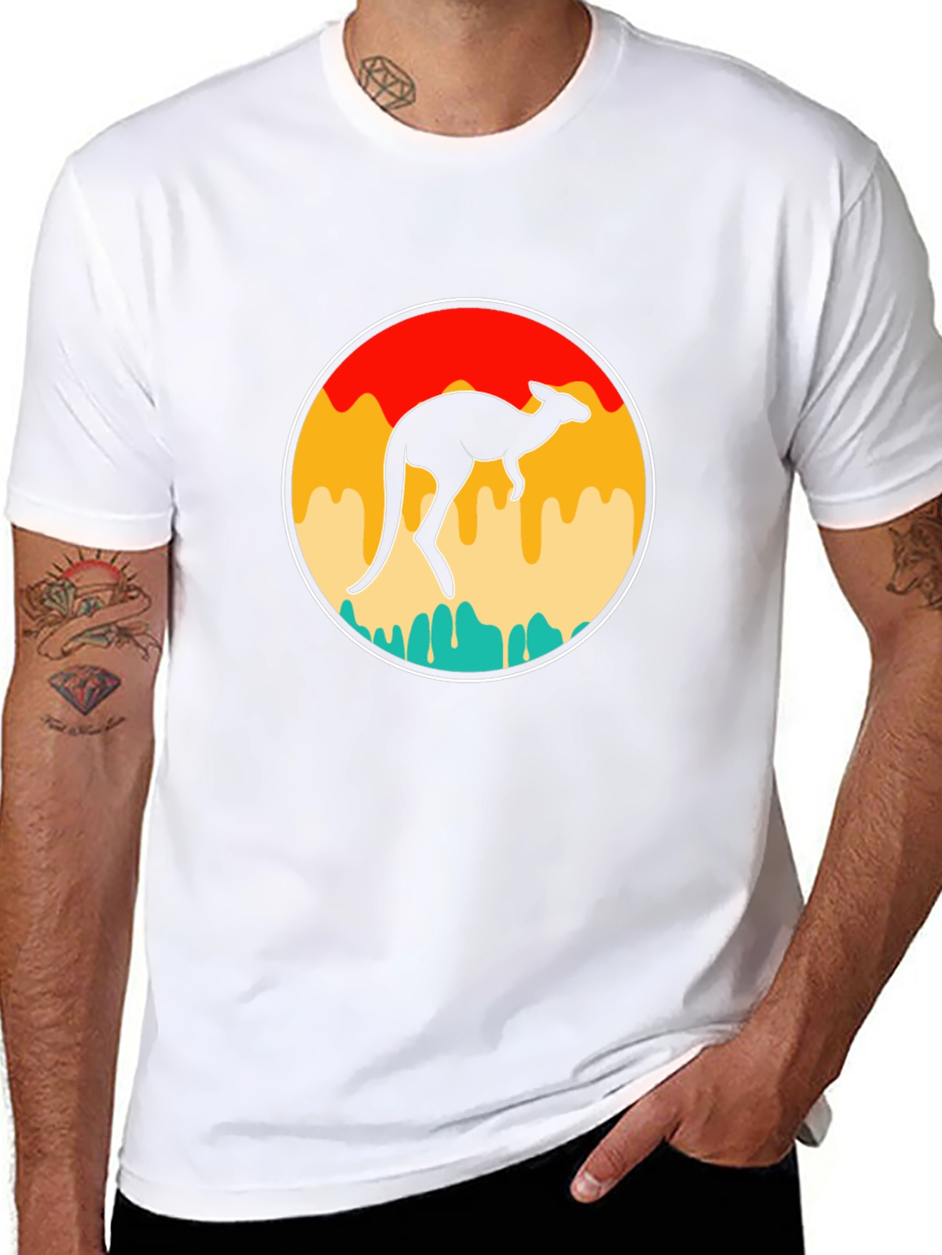 Retro Kangaroo Graphic Tee - Black T-Shirt