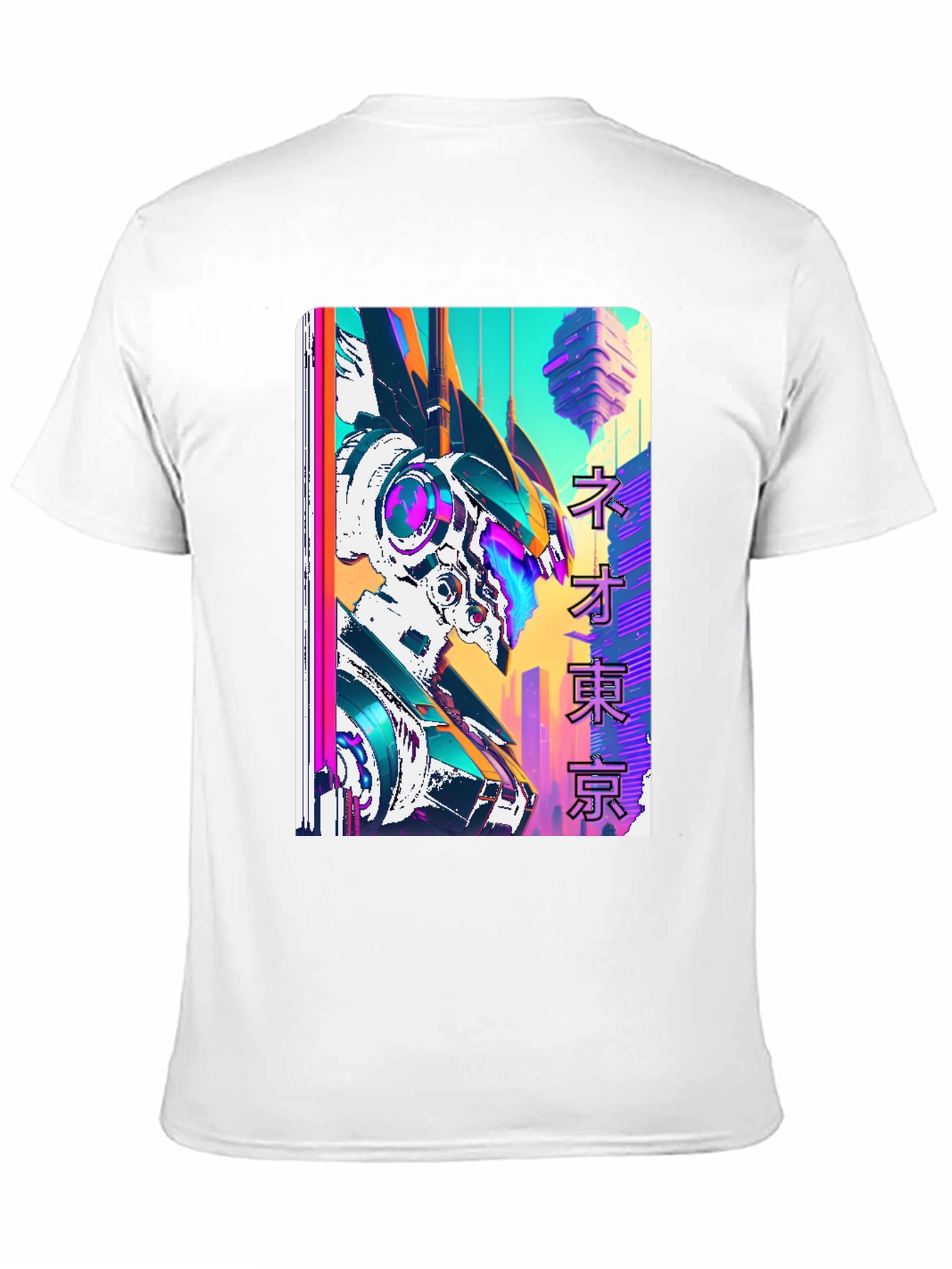 Neo Tokyo Robot Graphic Tee - Black Cotton T-Shirt