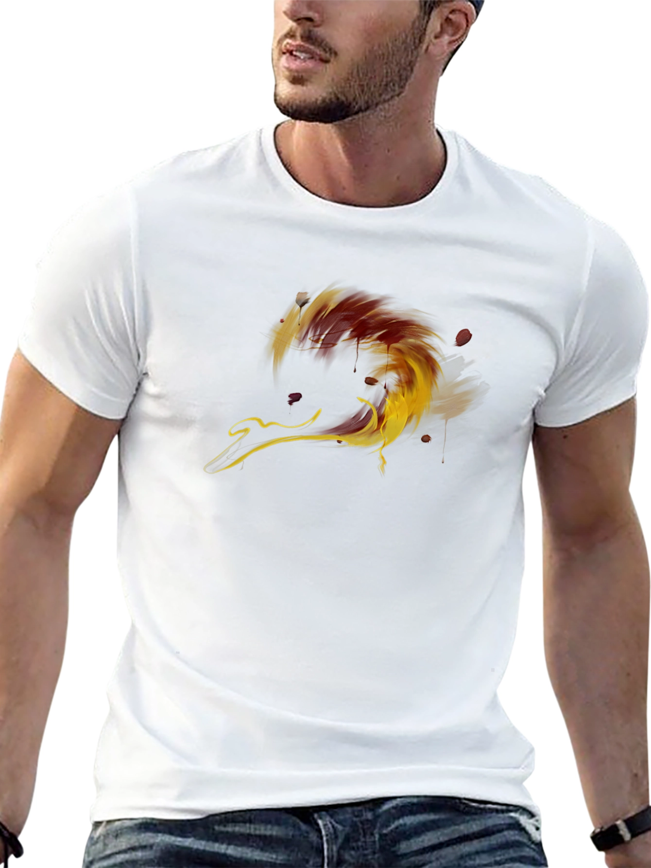 Fiery Abstract Graphic Black T-Shirt