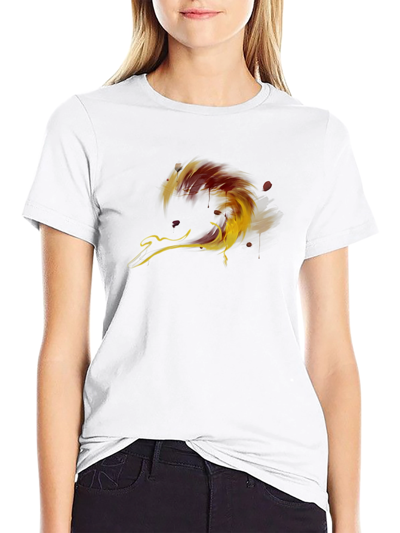 Fiery Abstract Graphic Black T-Shirt