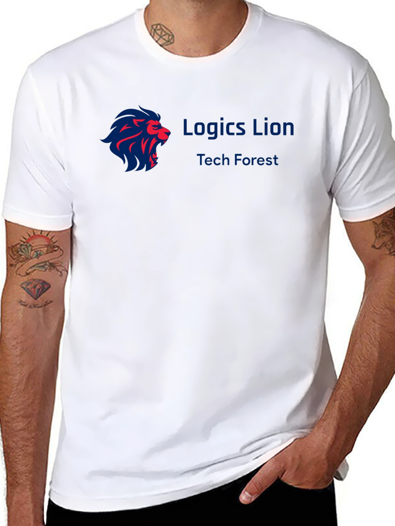 Logics Lion Tech Forest Black T-Shirt