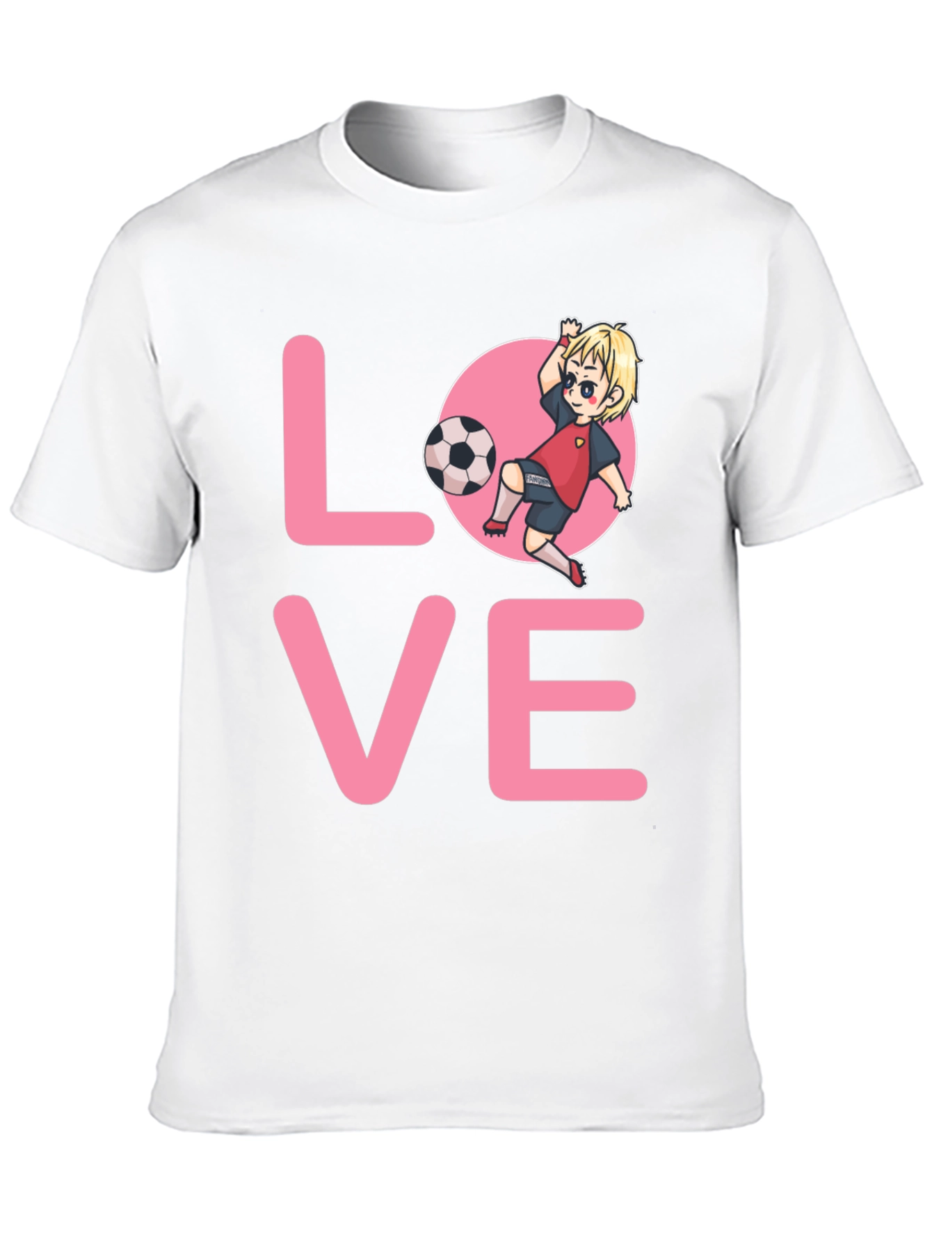 Love Soccer T-Shirt Cartoon Player Design Black