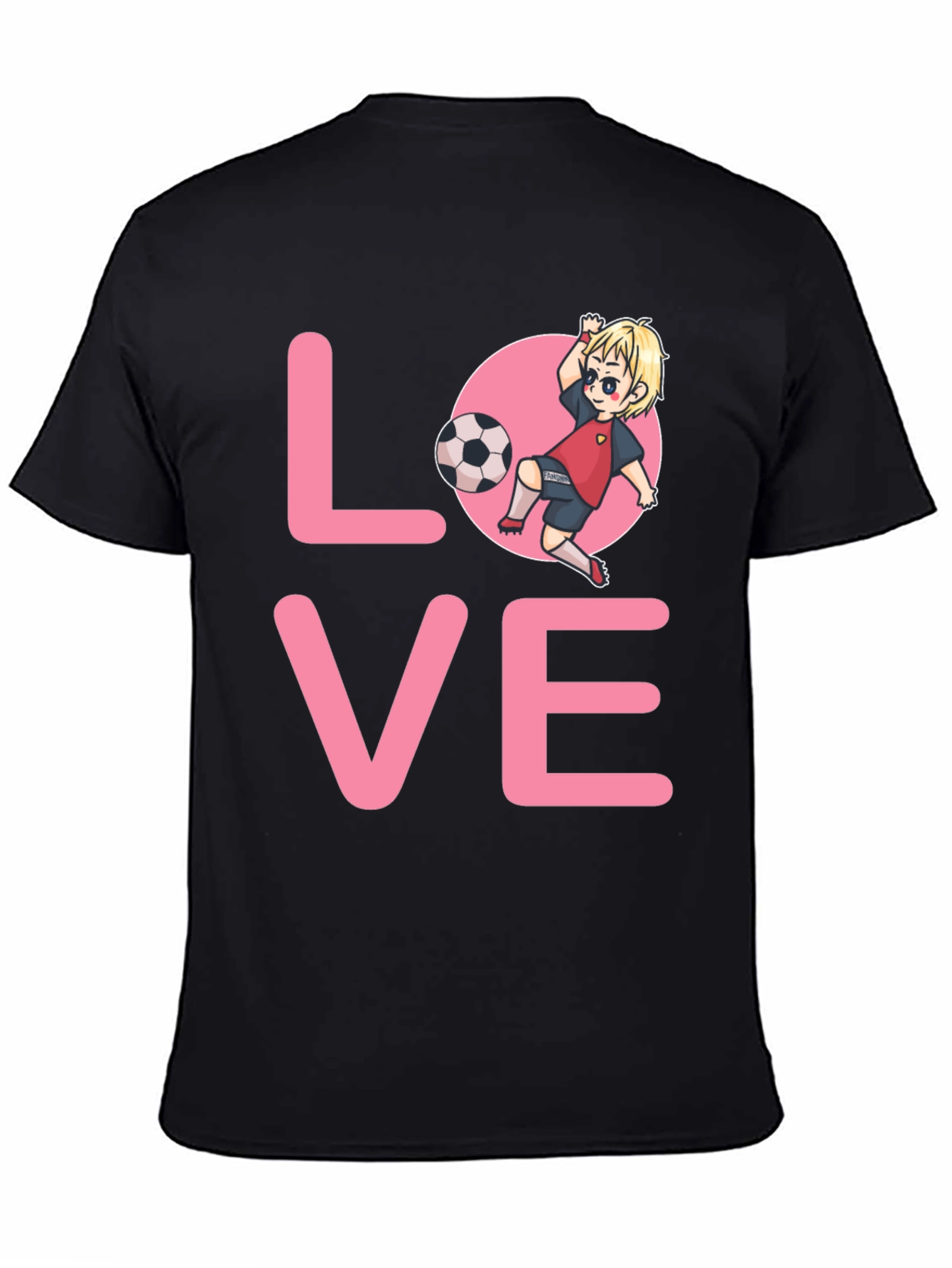 Love Soccer T-Shirt Cartoon Player Design Black