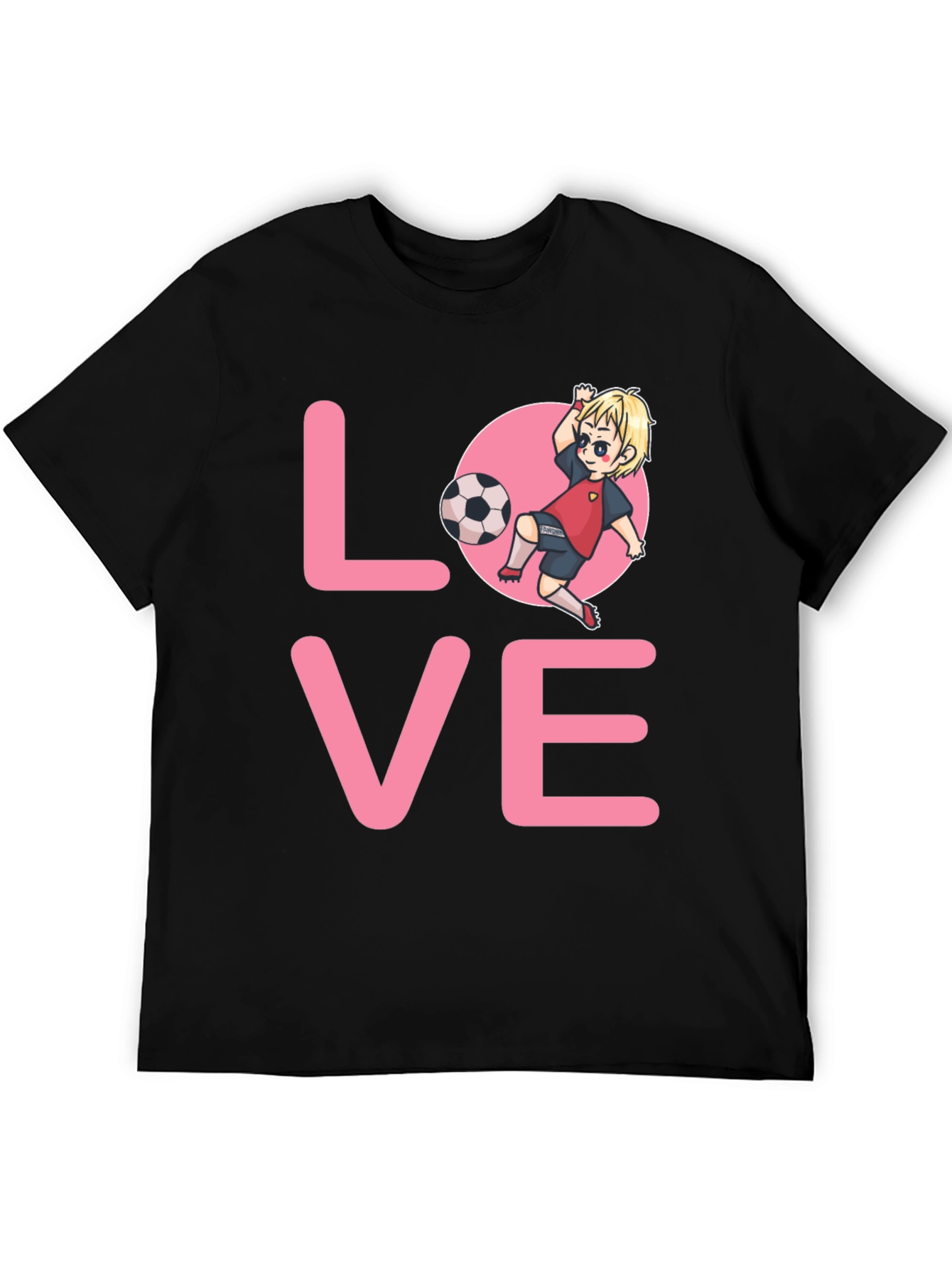 Love Soccer T-Shirt Cartoon Player Design Black