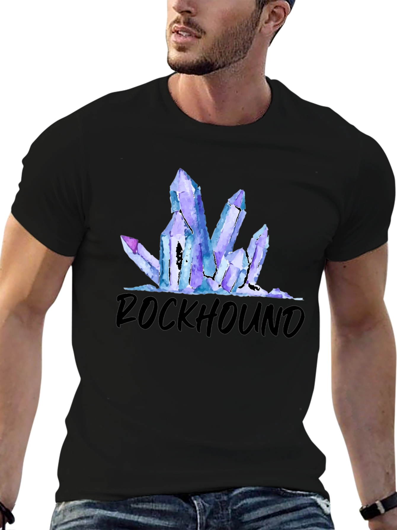 Rockhound Crystal Graphic Tee - Black Cotton T-Shirt
