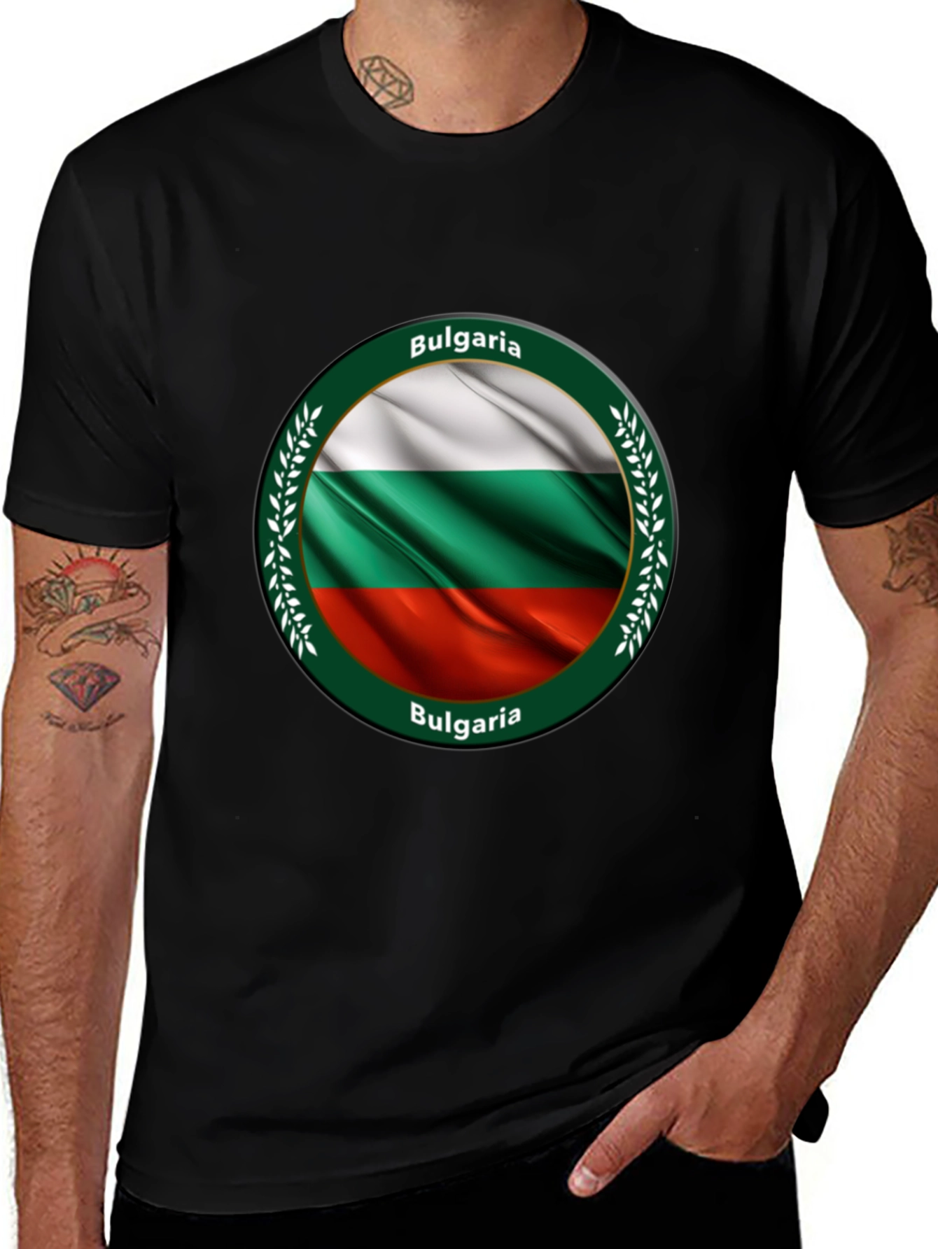 Bulgaria Flag T-Shirt - Black Crew Neck Tee