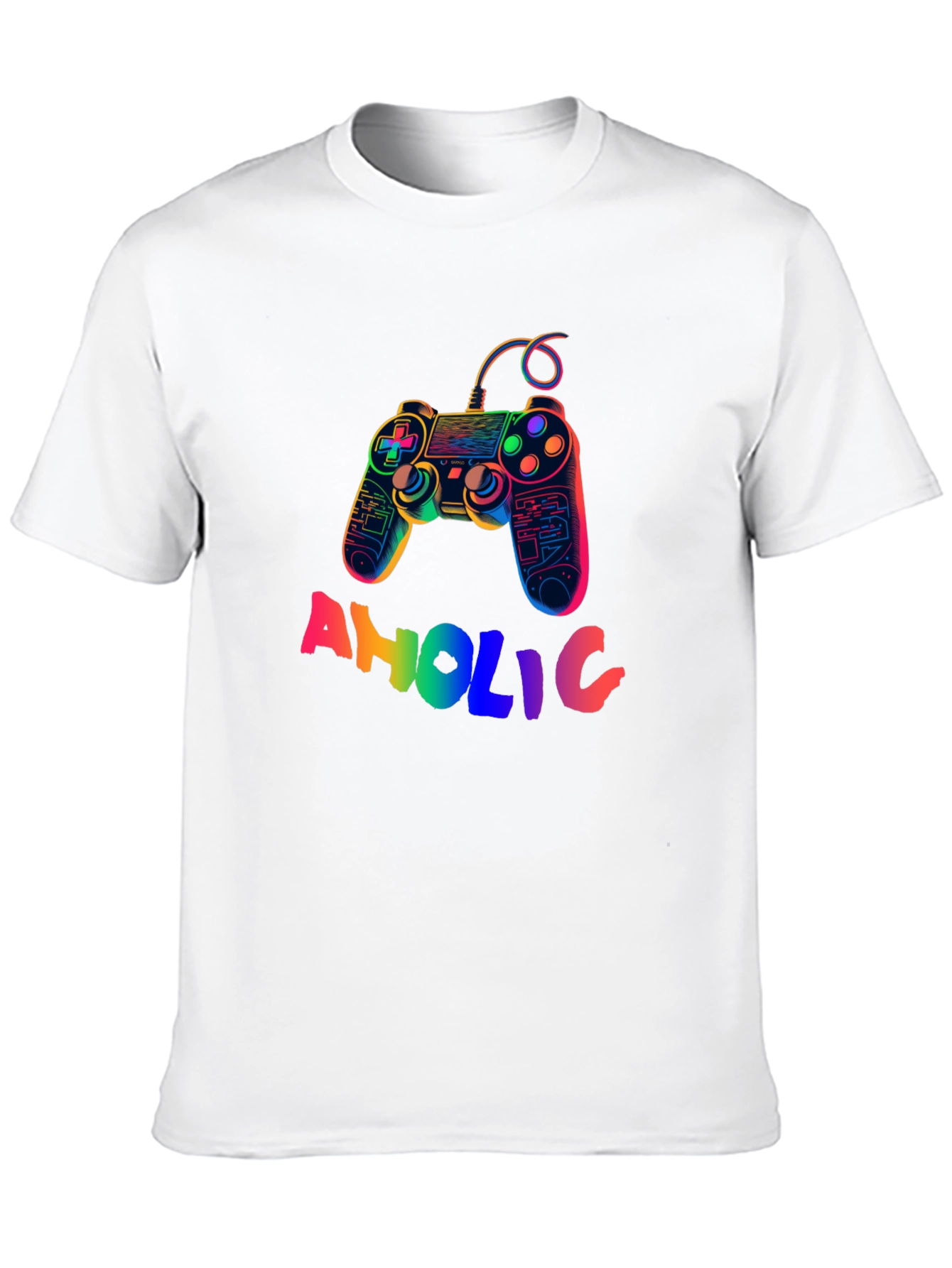 Gamer-Aholic Rainbow Graphic Tee - Black