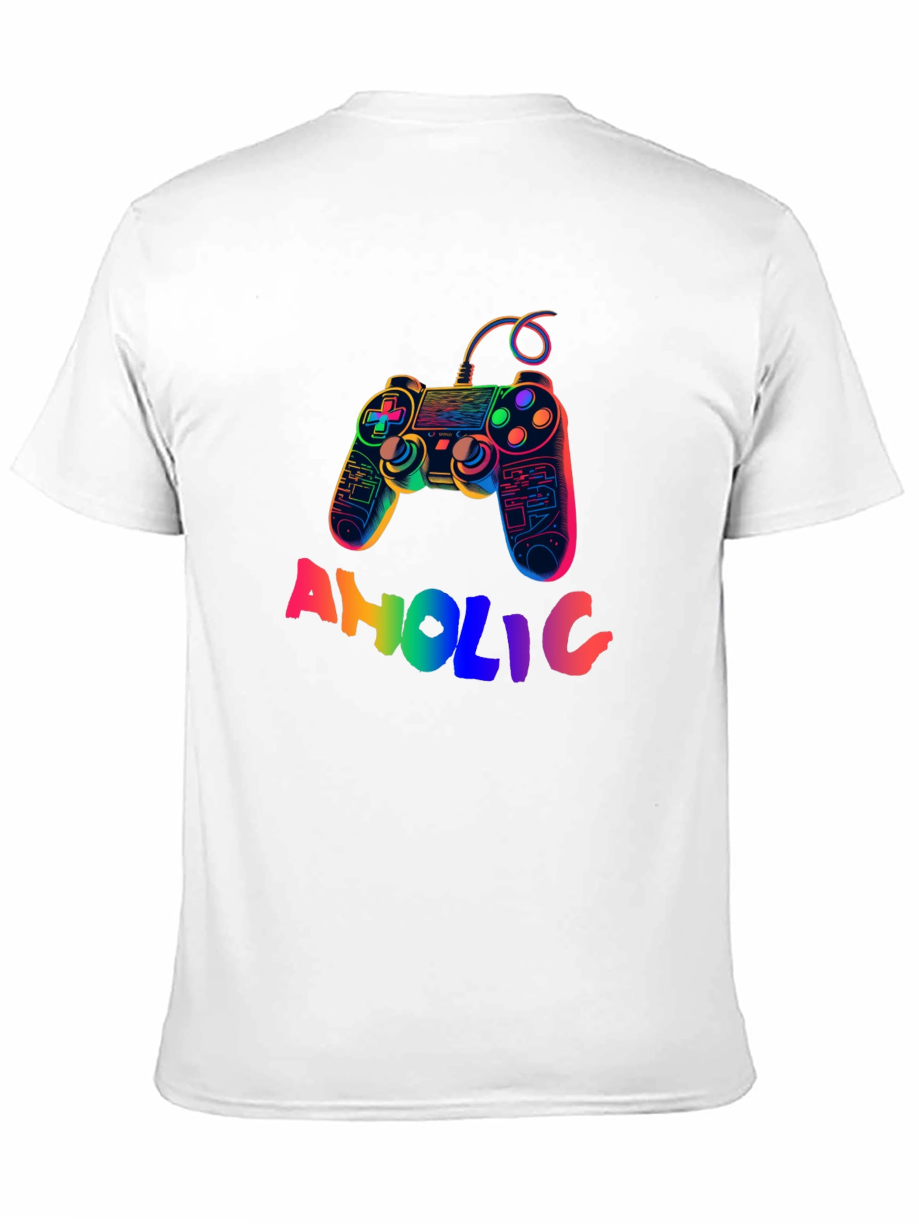 Gamer-Aholic Rainbow Graphic Tee - Black