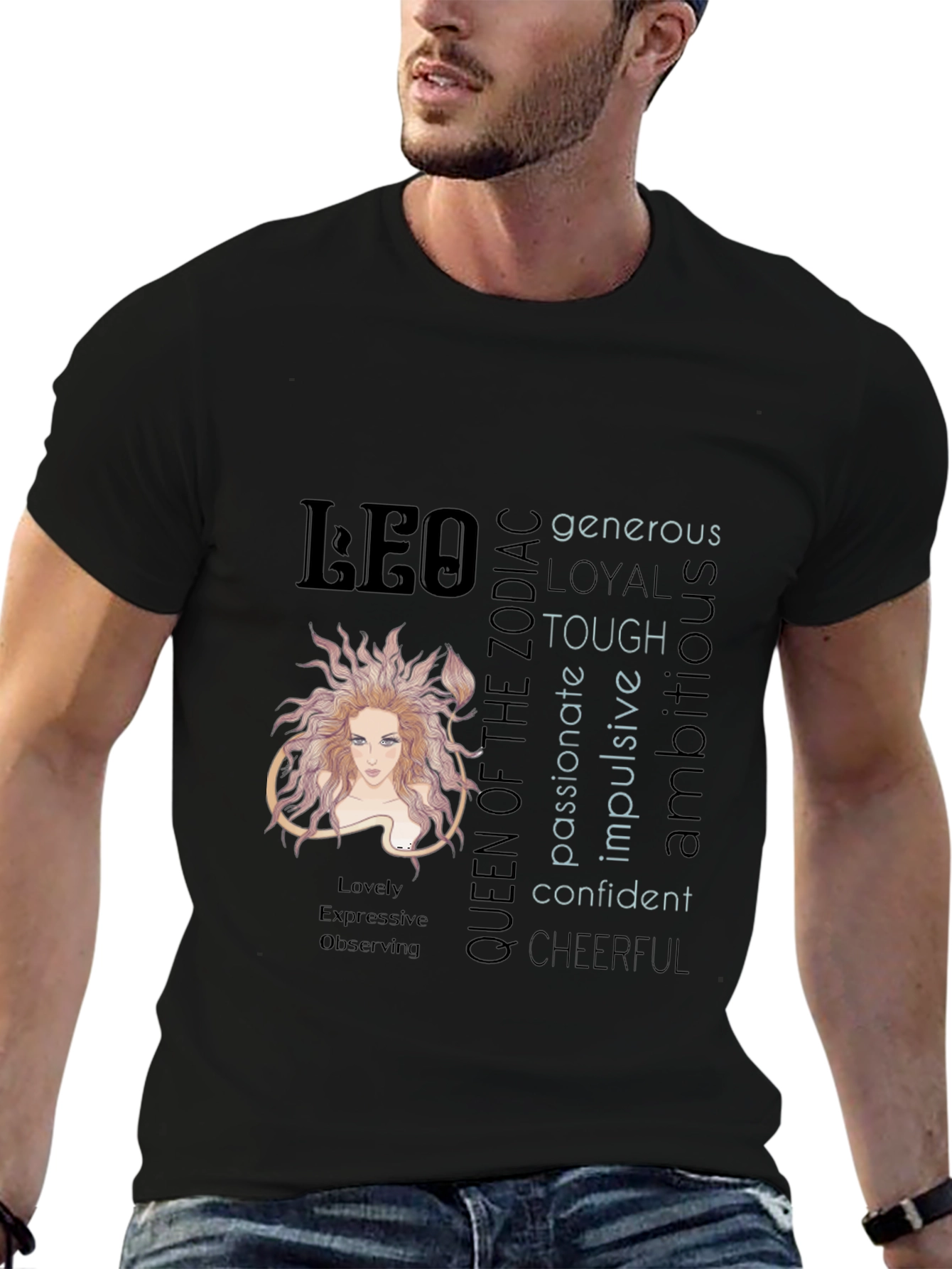 Leo Zodiac Queen T-Shirt - Generous Loyal & Tough