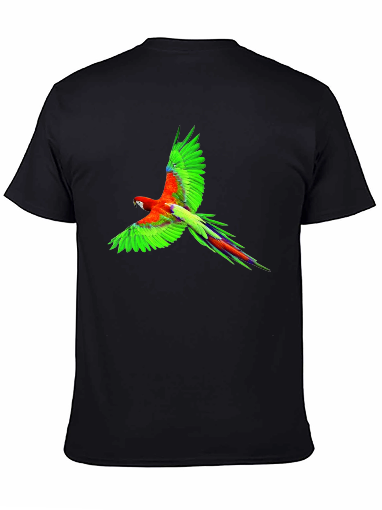 Tropical Parrot Graphic Print Black T-Shirt