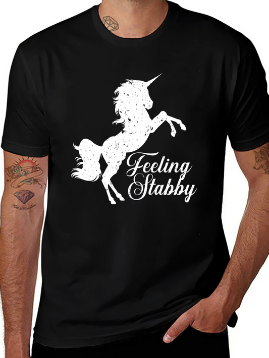 Feeling Stabby Unicorn Graphic Tee - Black T-Shirt