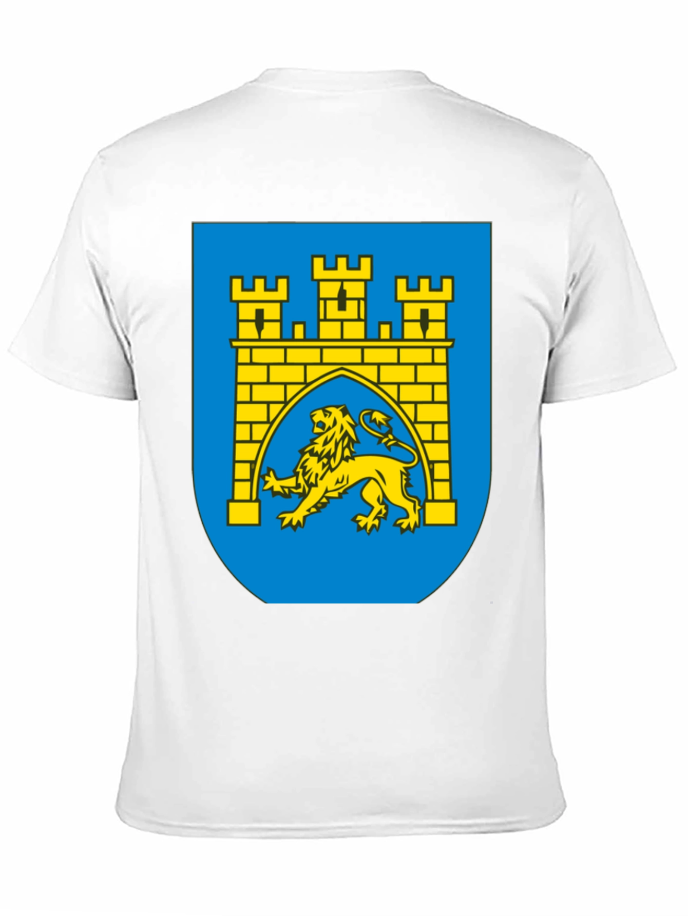 Black T-Shirt with Castle & Lion Graphic