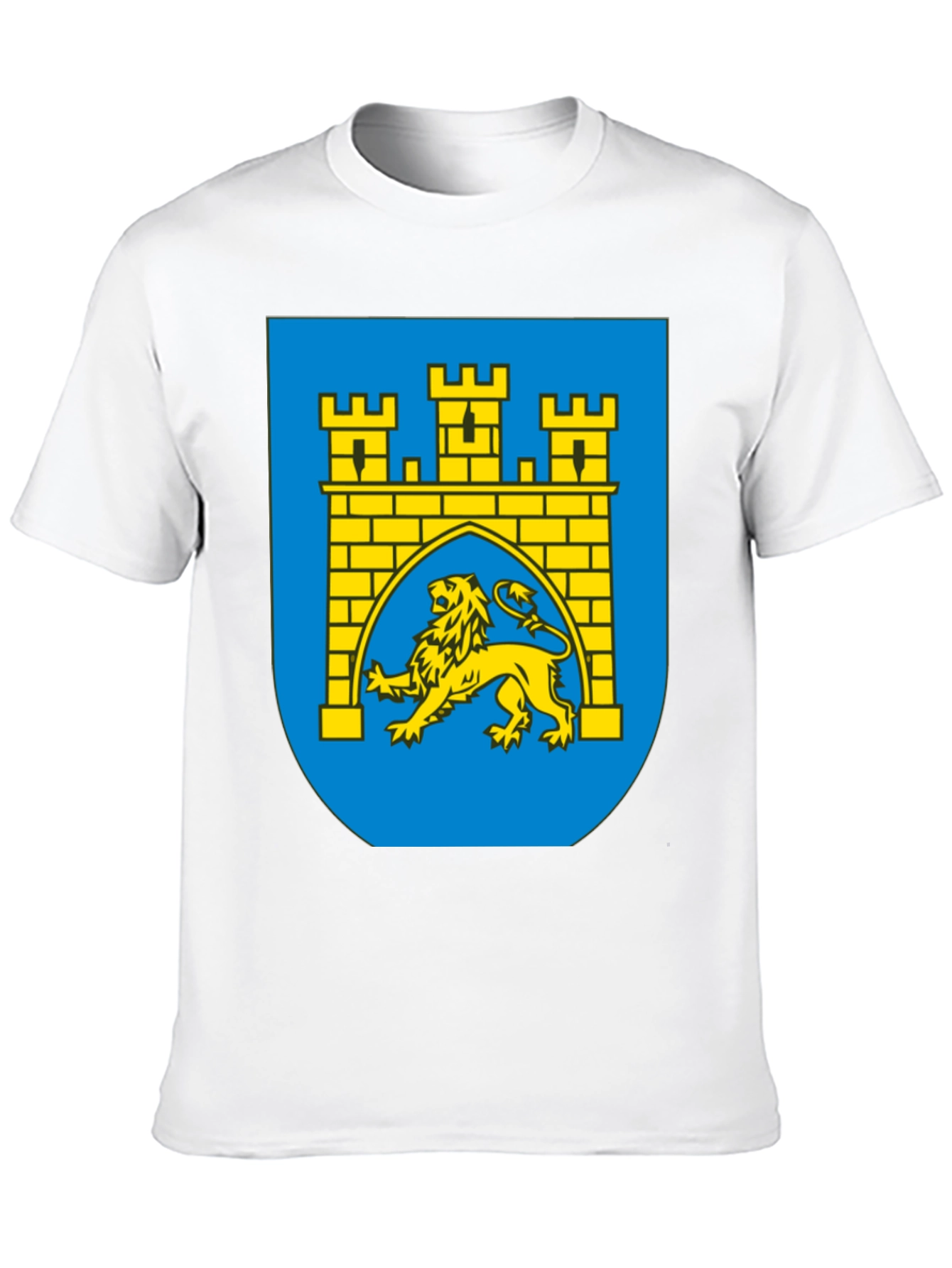Black T-Shirt with Castle & Lion Graphic