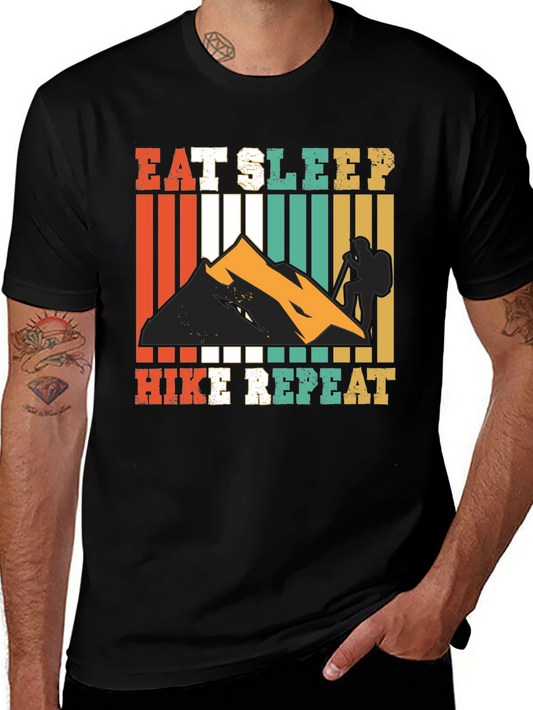Eat Sleep Hike Repeat Black Graphic Tee