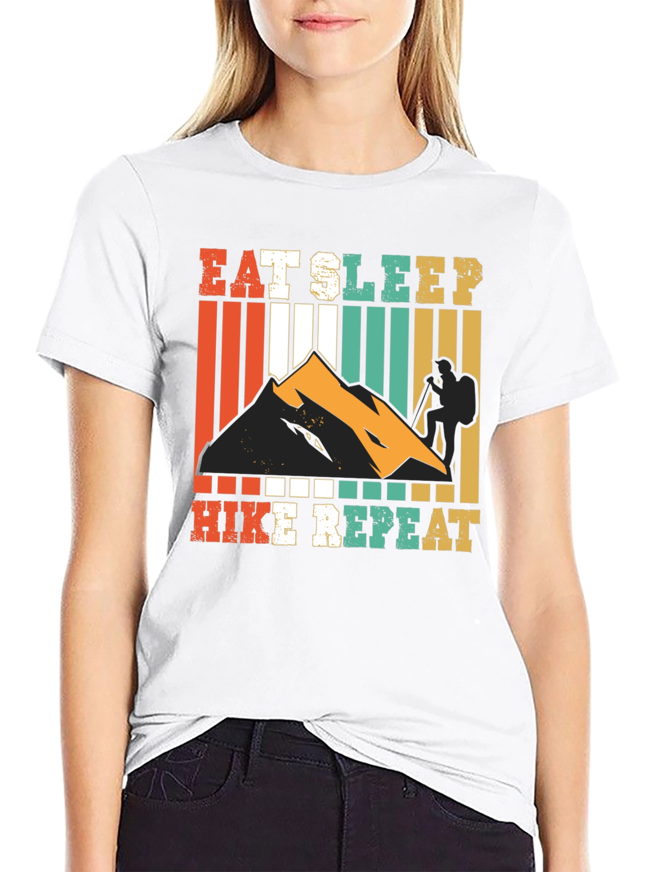 Eat Sleep Hike Repeat Black Graphic Tee