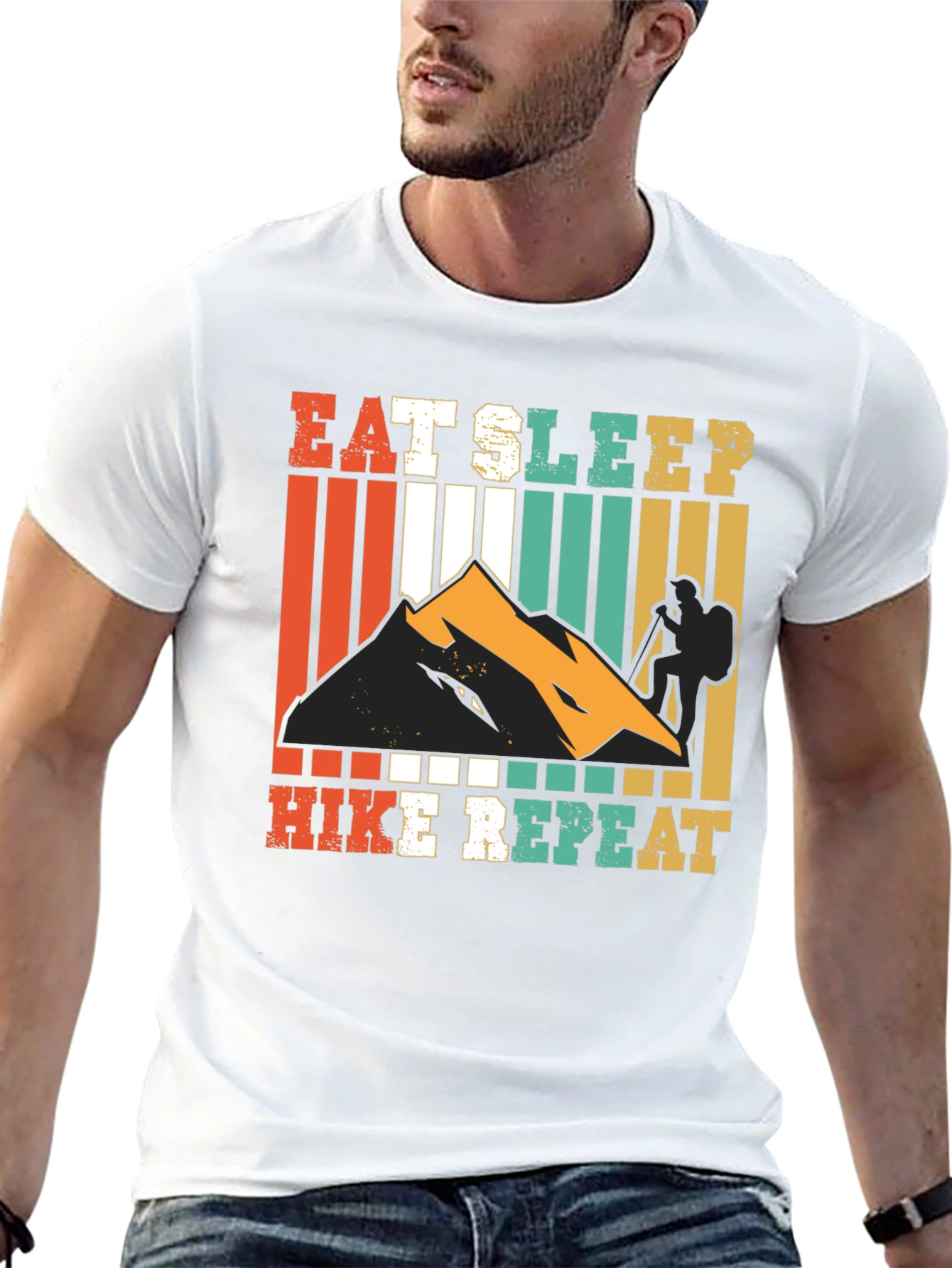 Eat Sleep Hike Repeat Black Graphic Tee