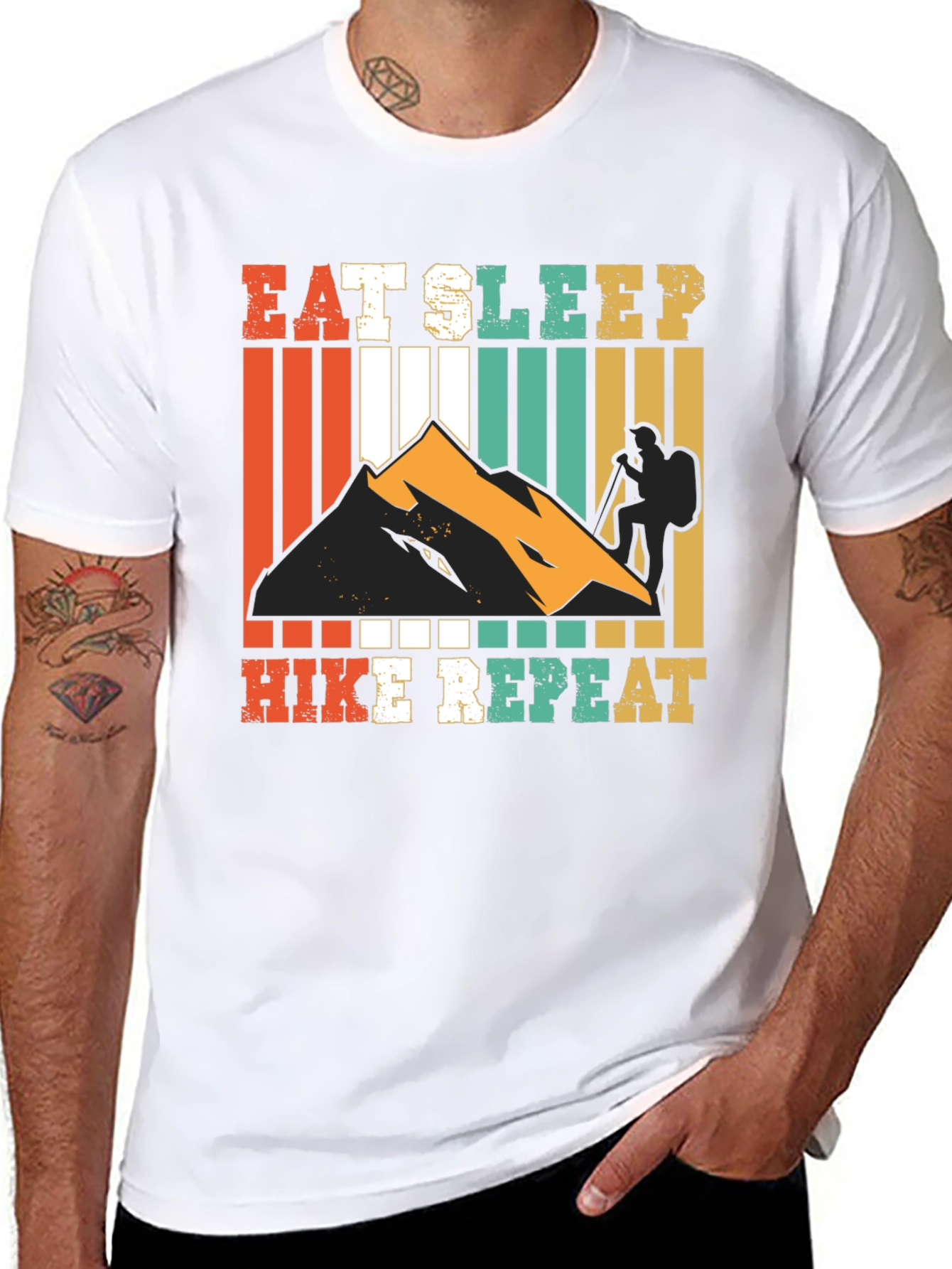 Eat Sleep Hike Repeat Black Graphic Tee