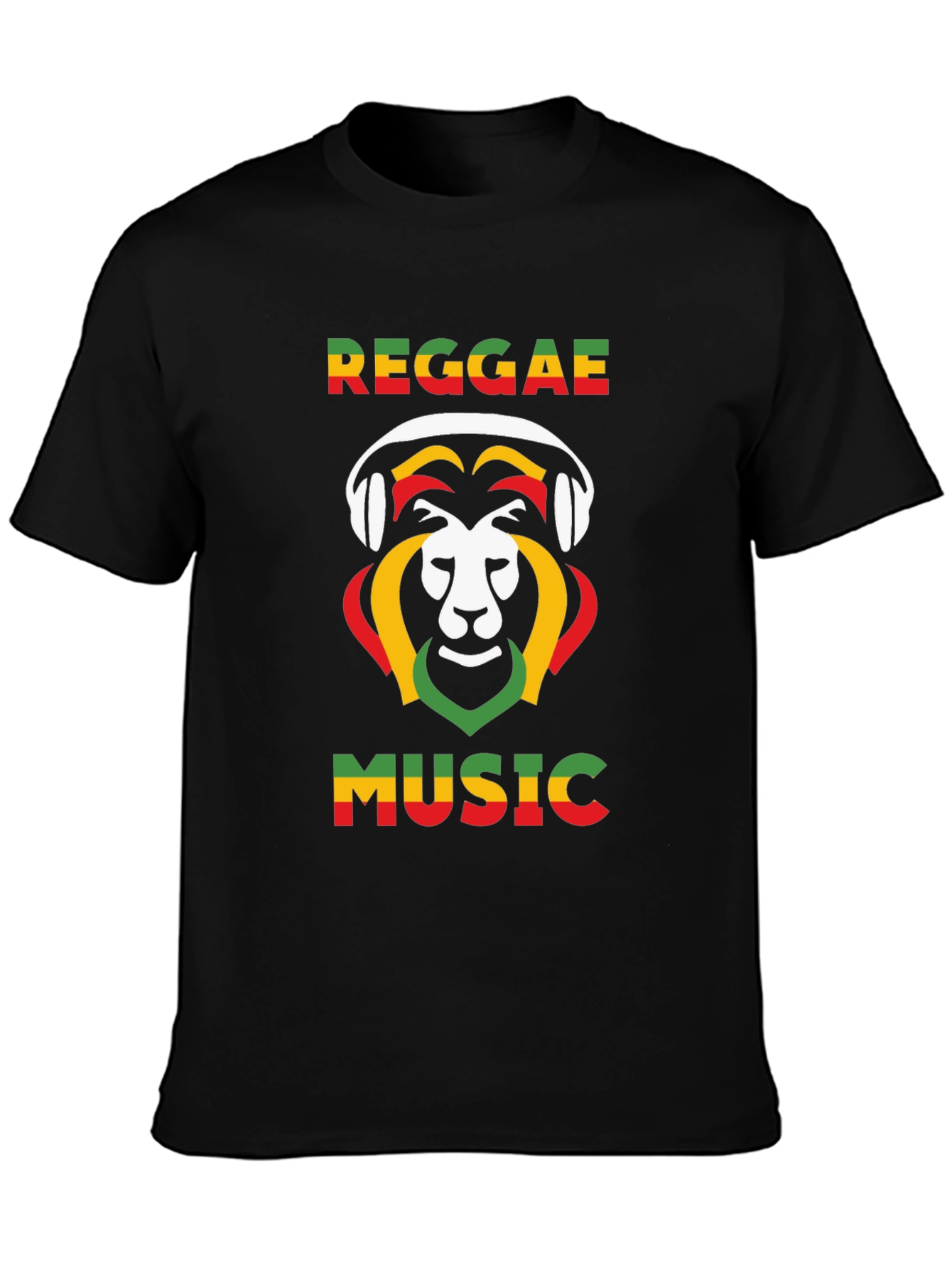 Reggae Music Lion Graphic Tee - Black