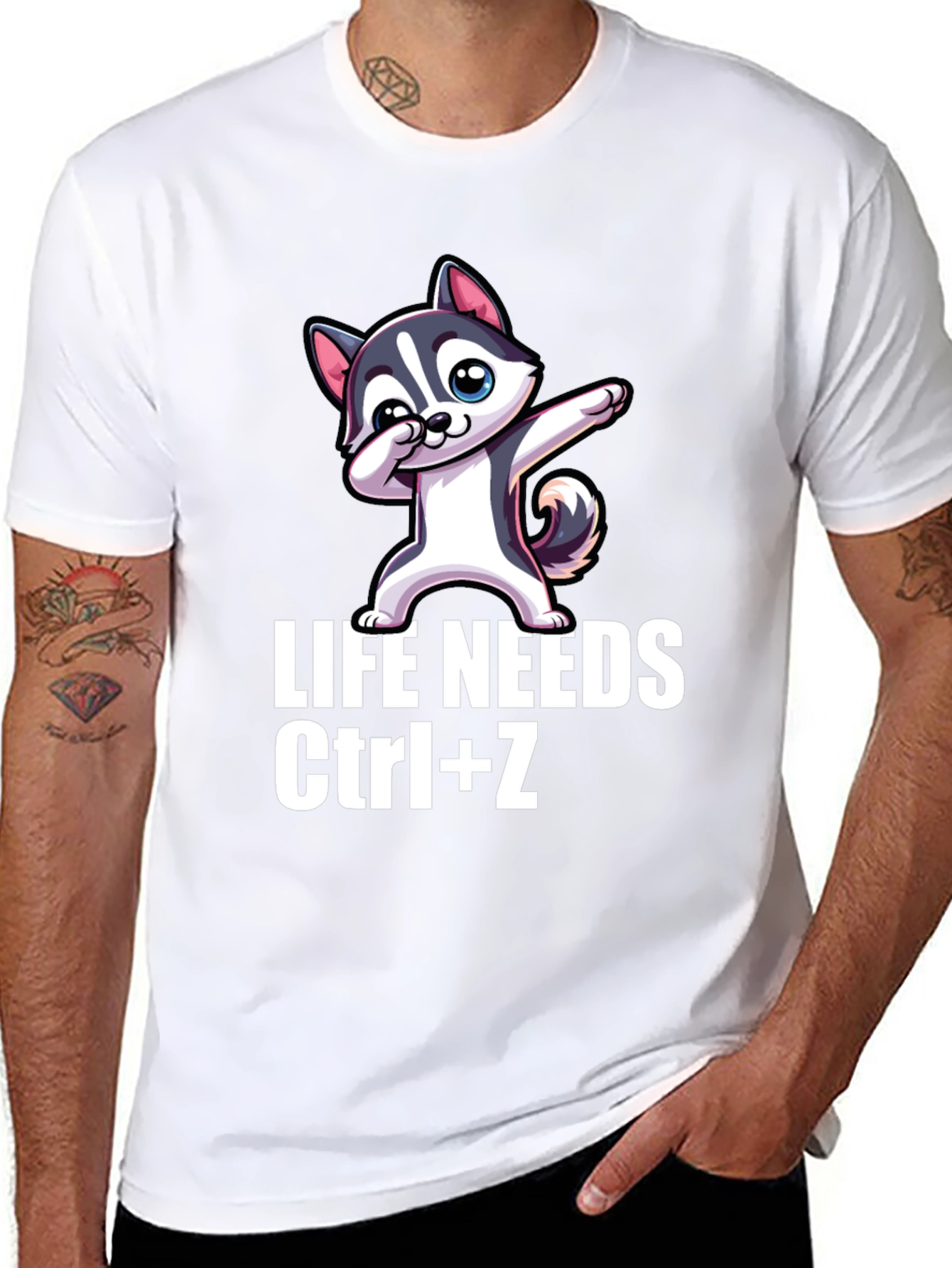 Life Needs Ctrl+Z T-Shirt - Funny Husky Dab Tee