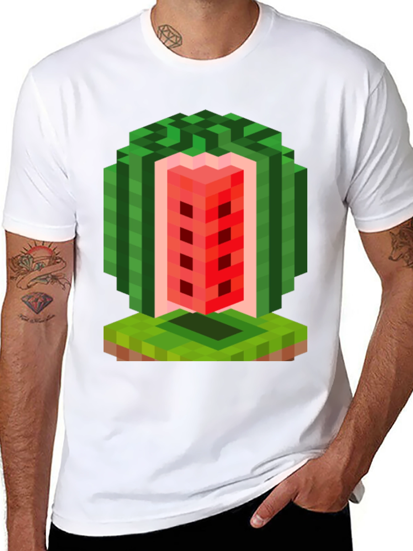 Minecraft Watermelon T-Shirt - Gamer Pixel Art