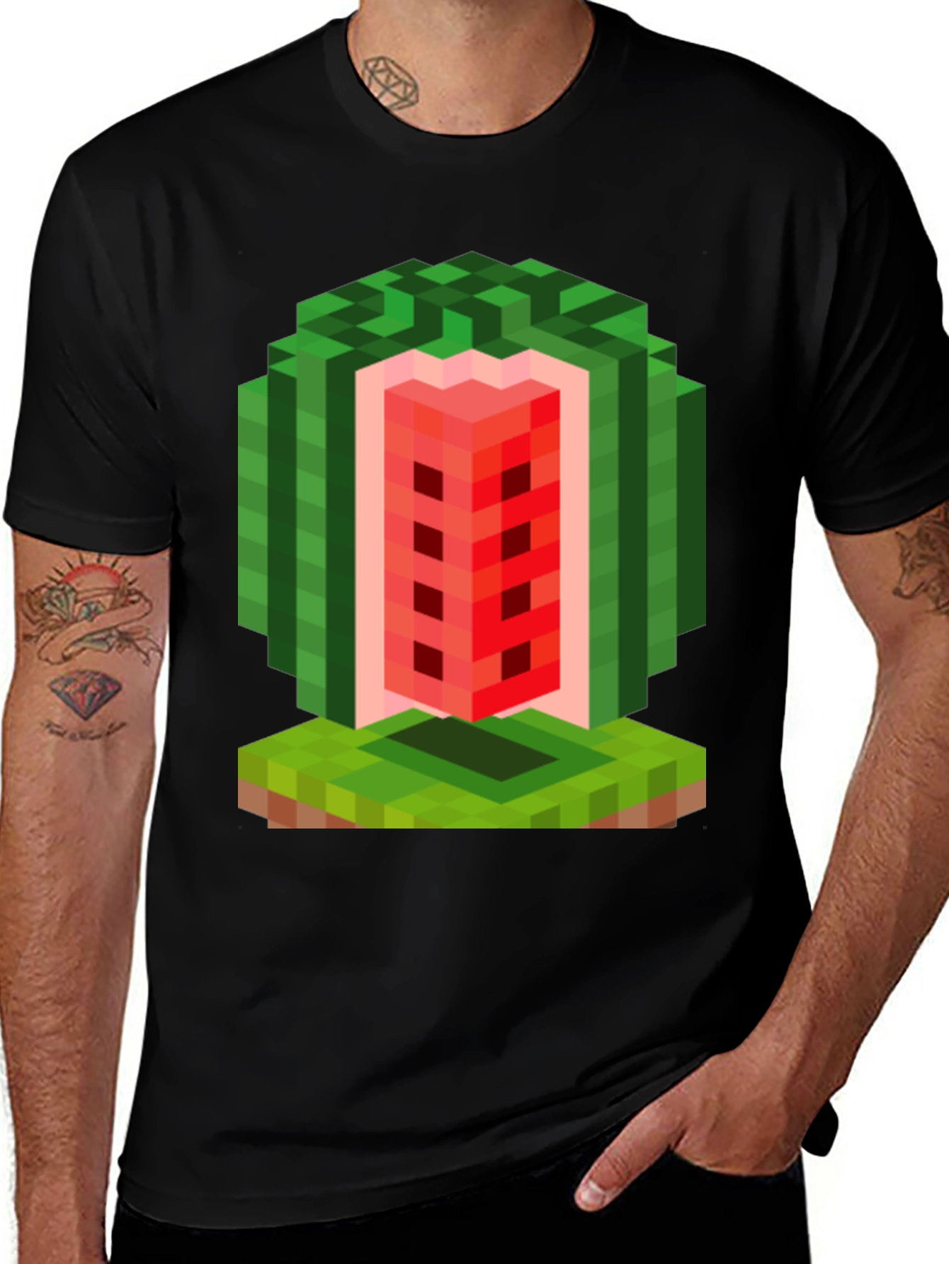Minecraft Watermelon T-Shirt - Gamer Pixel Art