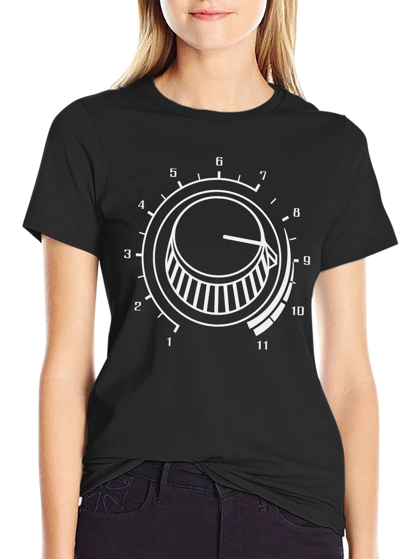 Black T-Shirt with Volume Dial Graphic
