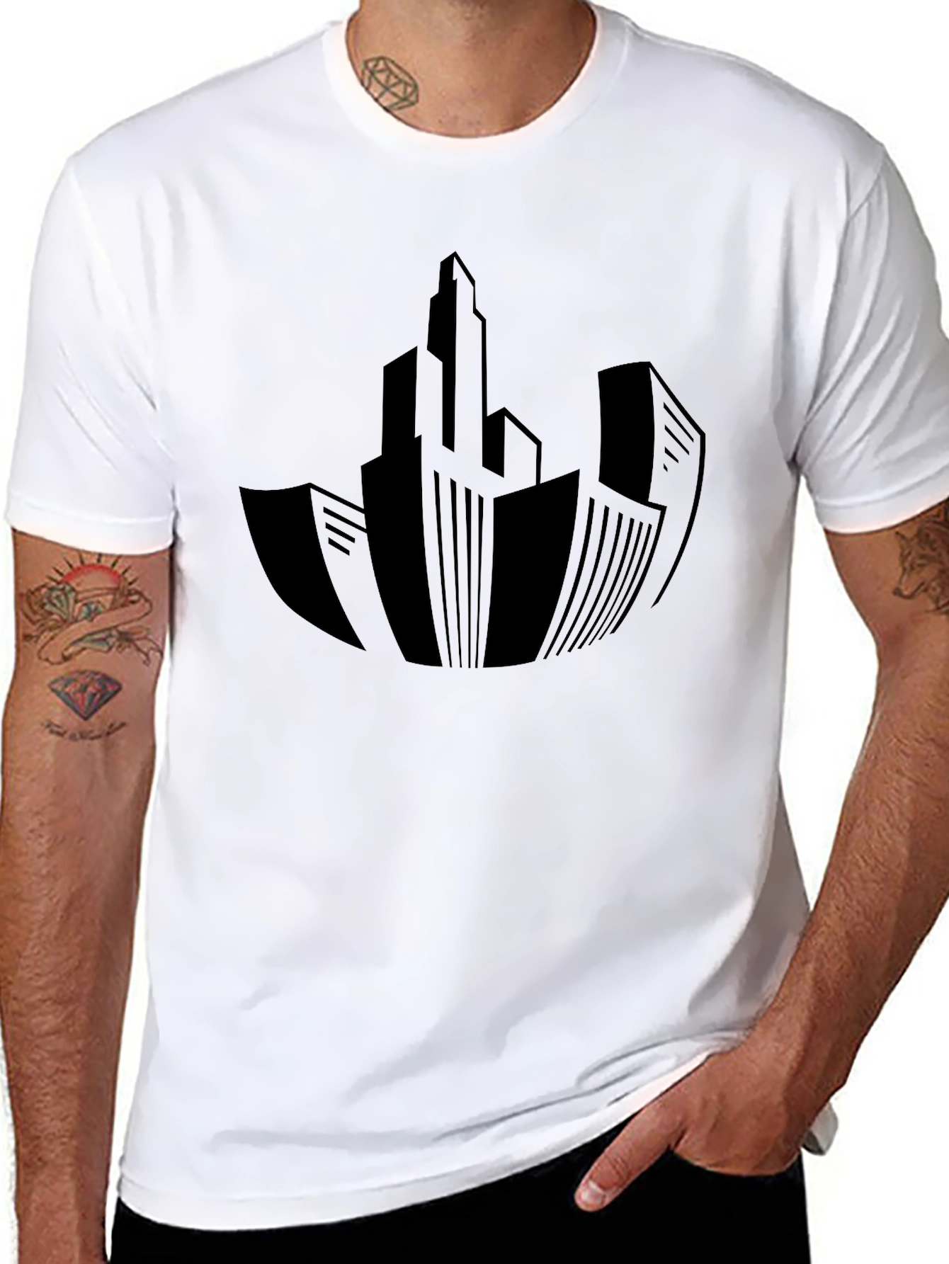 Urban Silhouette Tee - Modern Cityscape Design