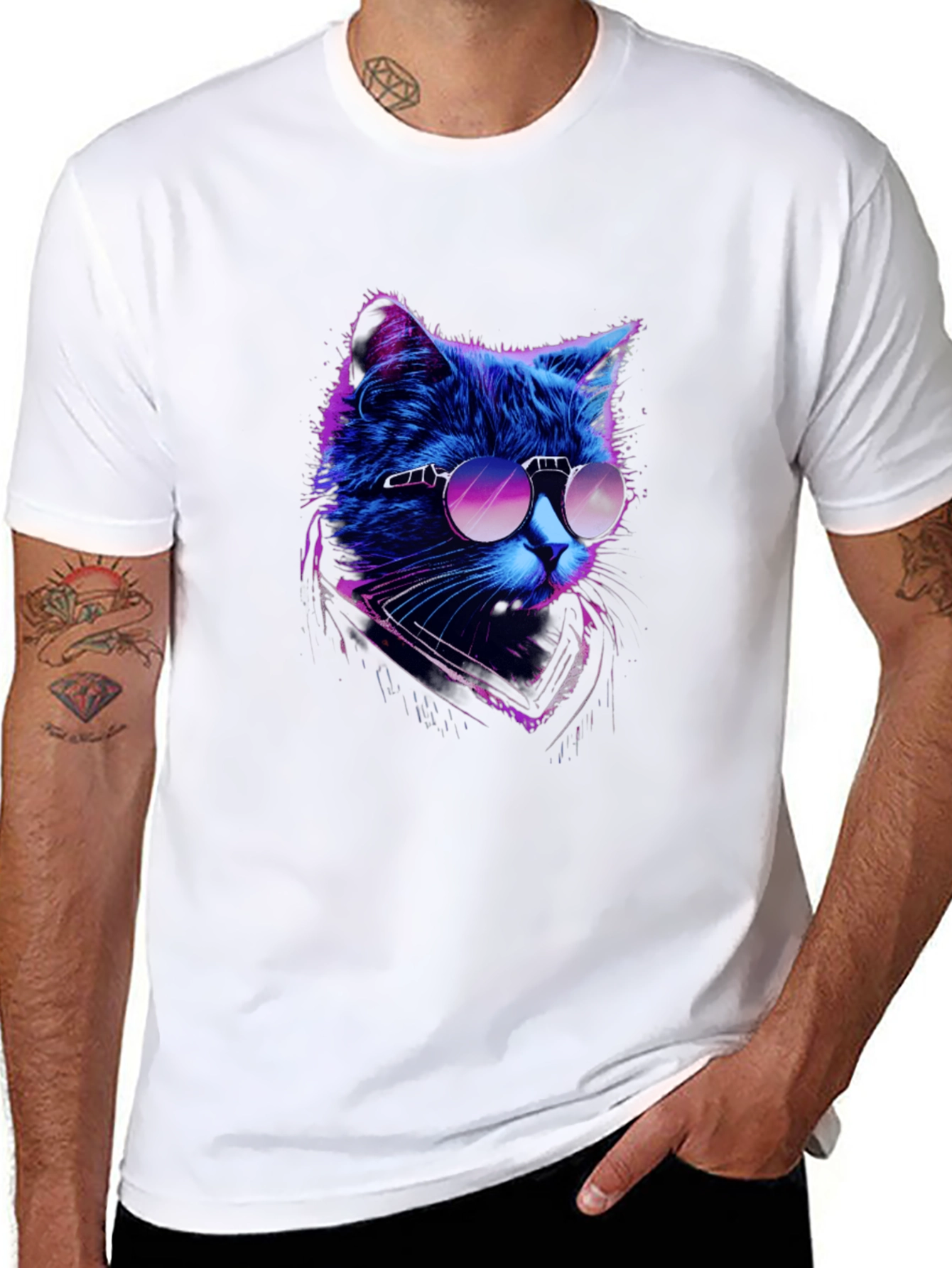 Cool Cat Graphic Tee - Mens Black T-Shirt