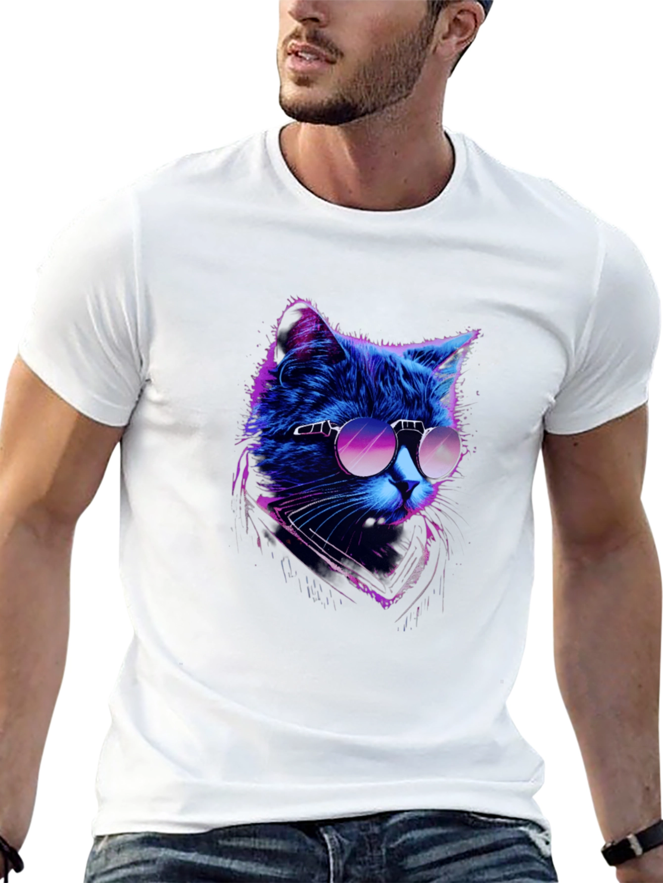 Cool Cat Graphic Tee - Mens Black T-Shirt