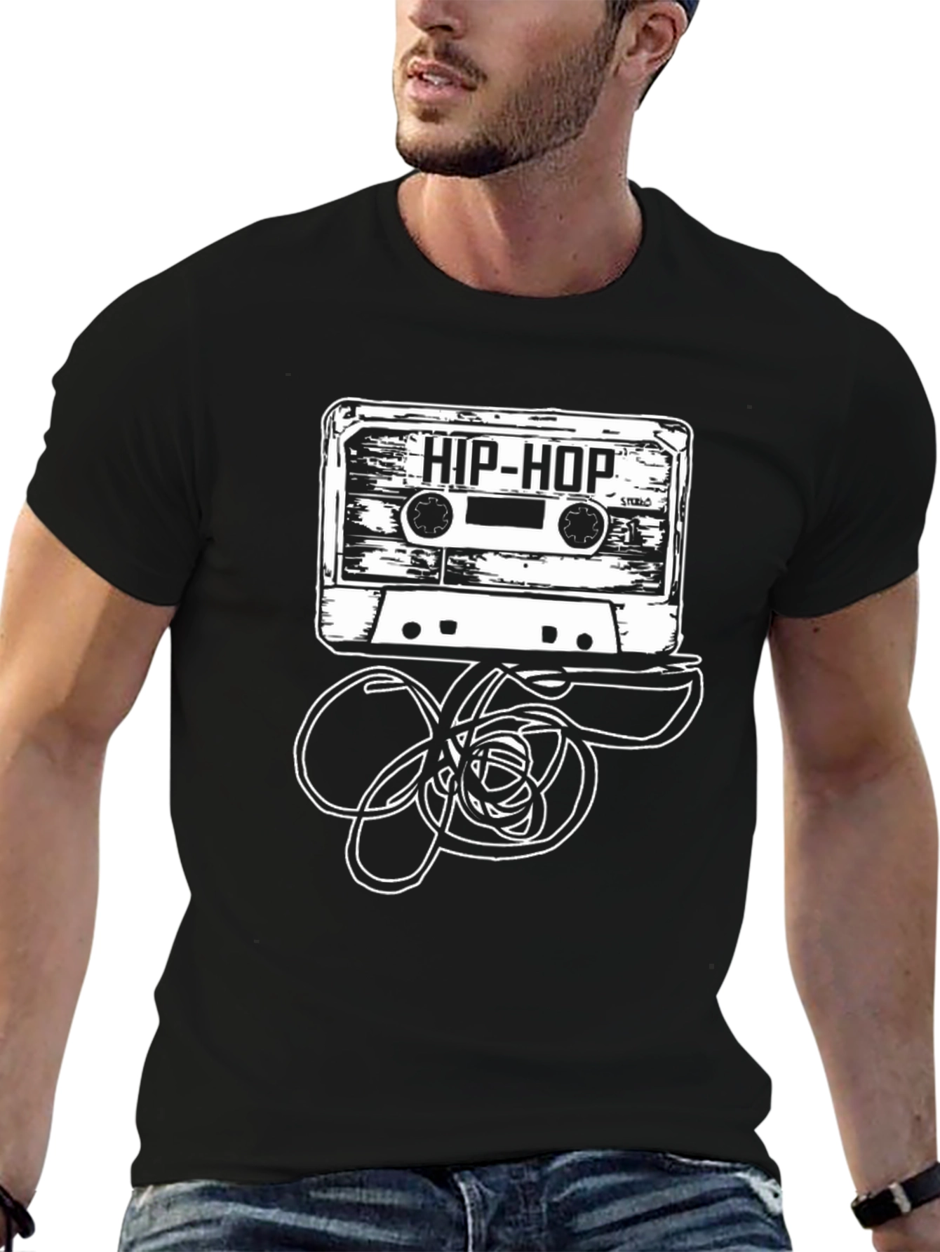 Hip-Hop Cassette Tape Graphic Tee - Retro Style