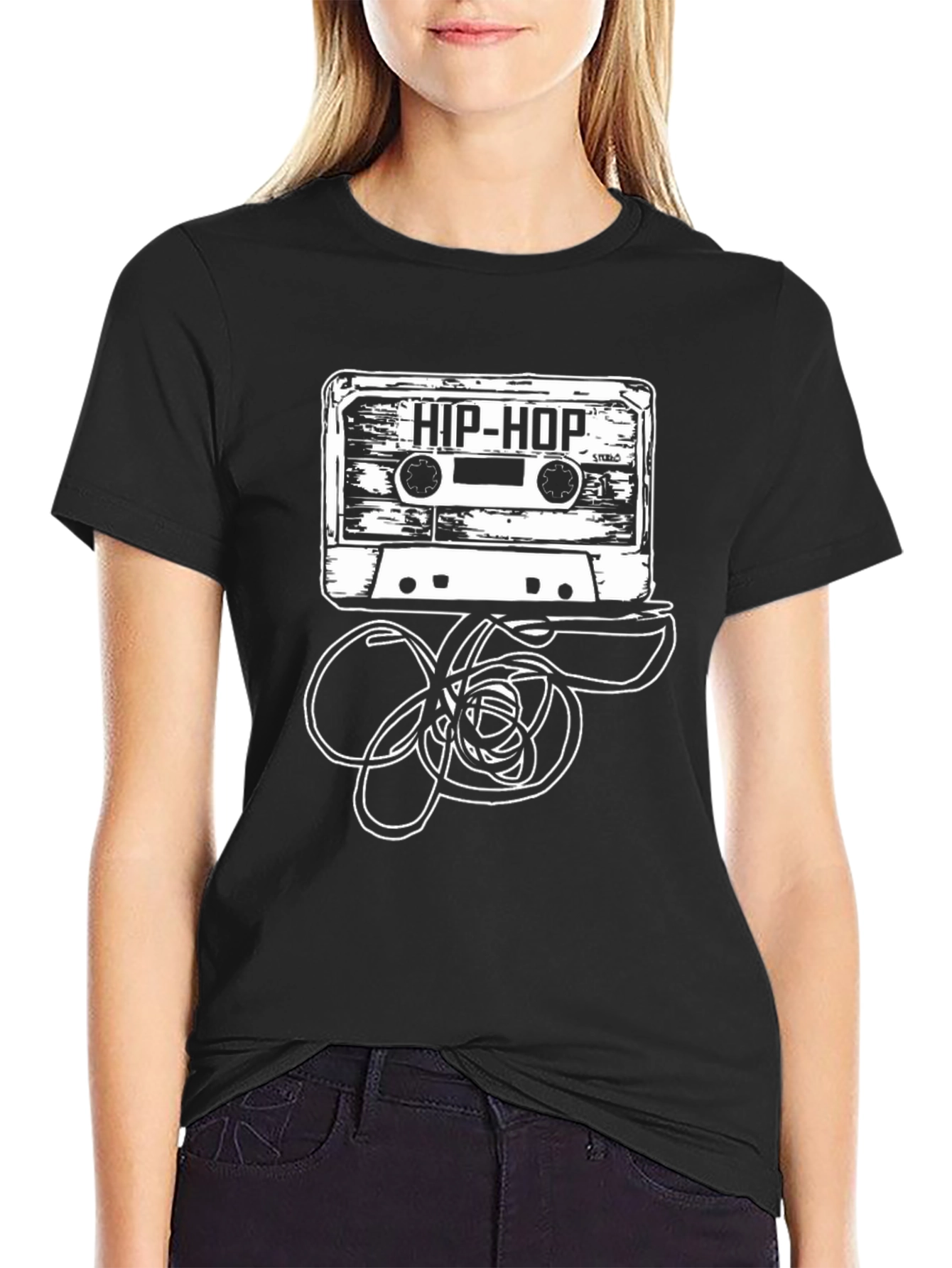 Hip-Hop Cassette Tape Graphic Tee - Retro Style