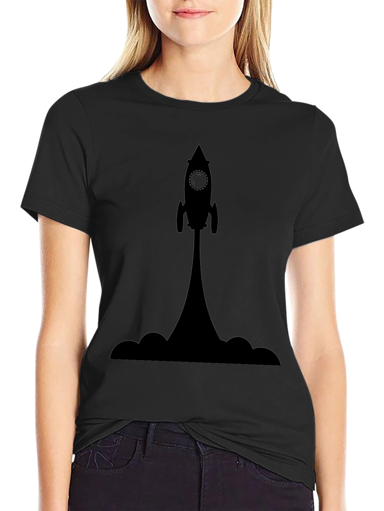 Rocket Launch Graphic Tee - Black Cotton T-Shirt