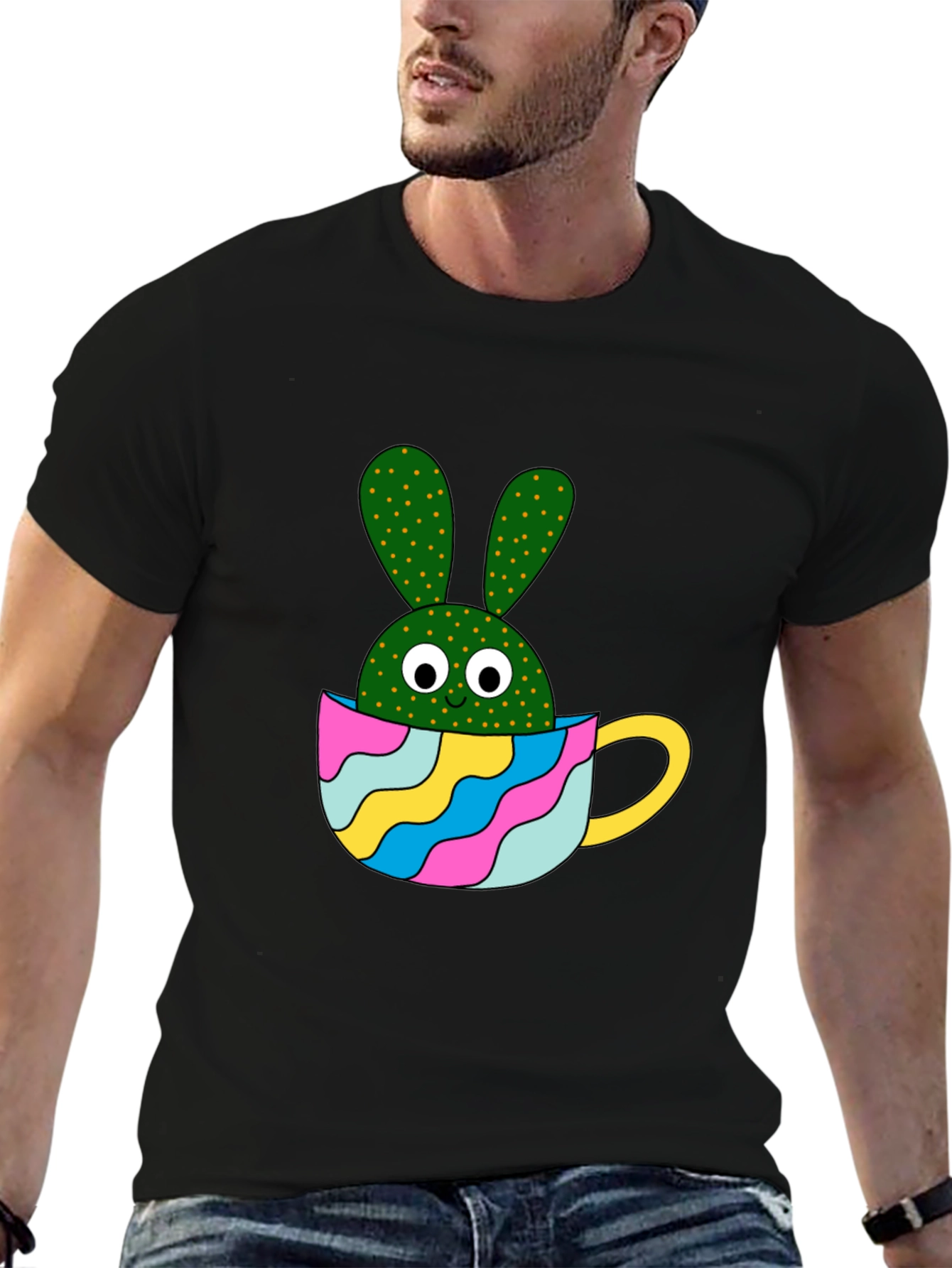 Cactus Bunny Black T-Shirt