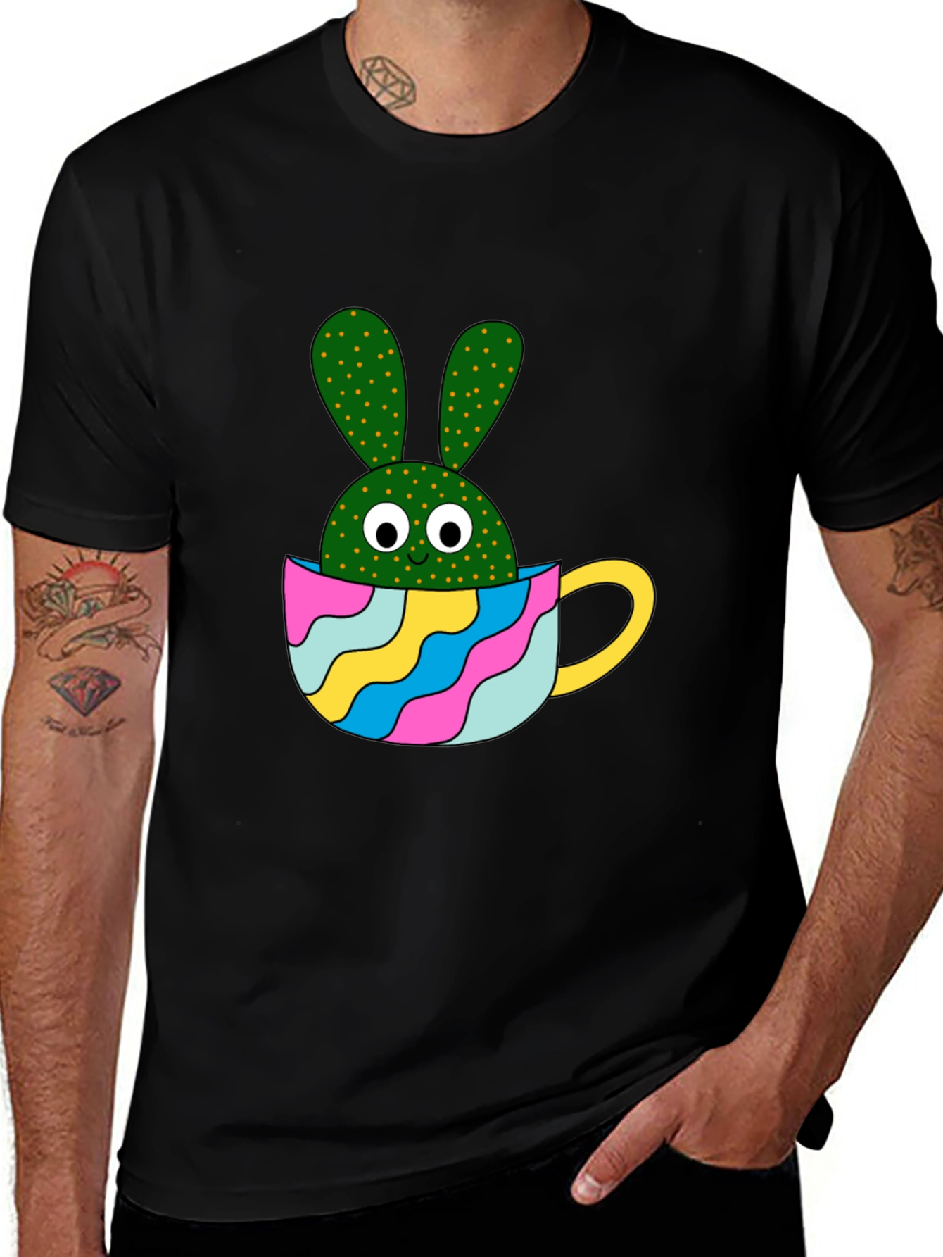 Cactus Bunny Black T-Shirt